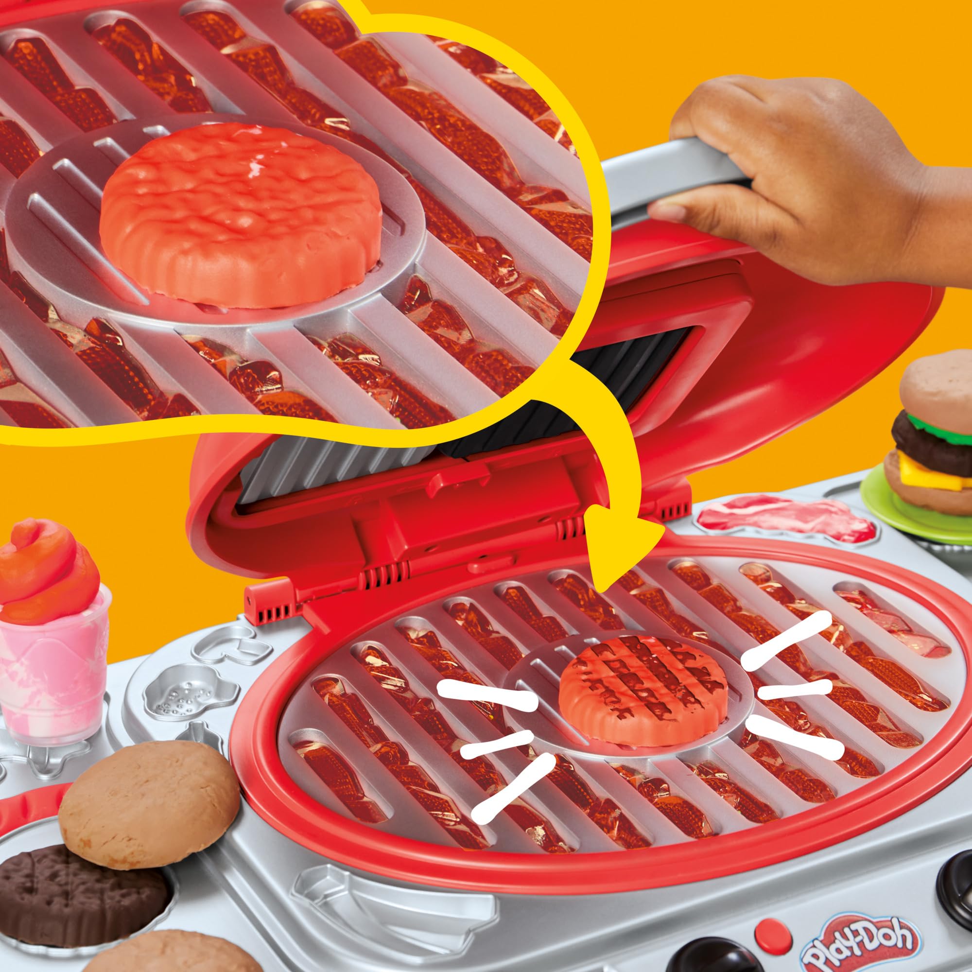 Play-Doh Sizzlin‘ Grill Spielzeug-Spielset – Interaktives Grill-Rollenspiel für Kinder ab 3 Jahren 6