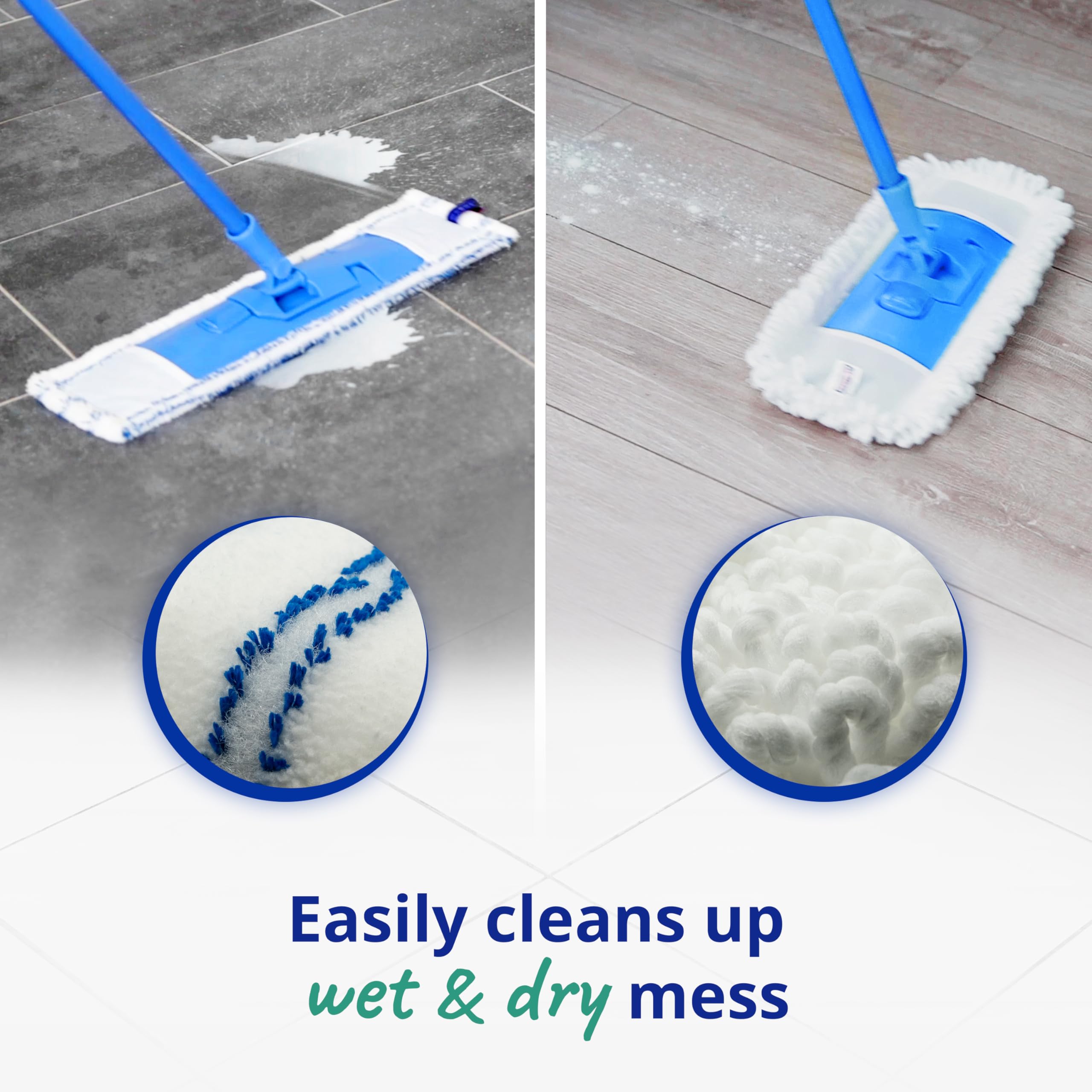 Spontex Extra Flat Mop with 2 Microfibre Heads | Wet & Dry Use | 360° Rotating Head | Adjustable Handle 6