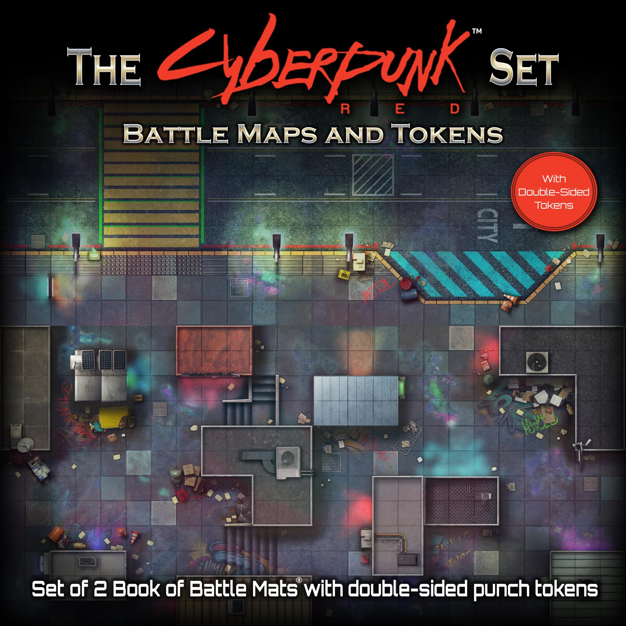 Loke BattleMats The Chase Pack Battle Mats & Tokens for Cyberpunk RED | Multicolor