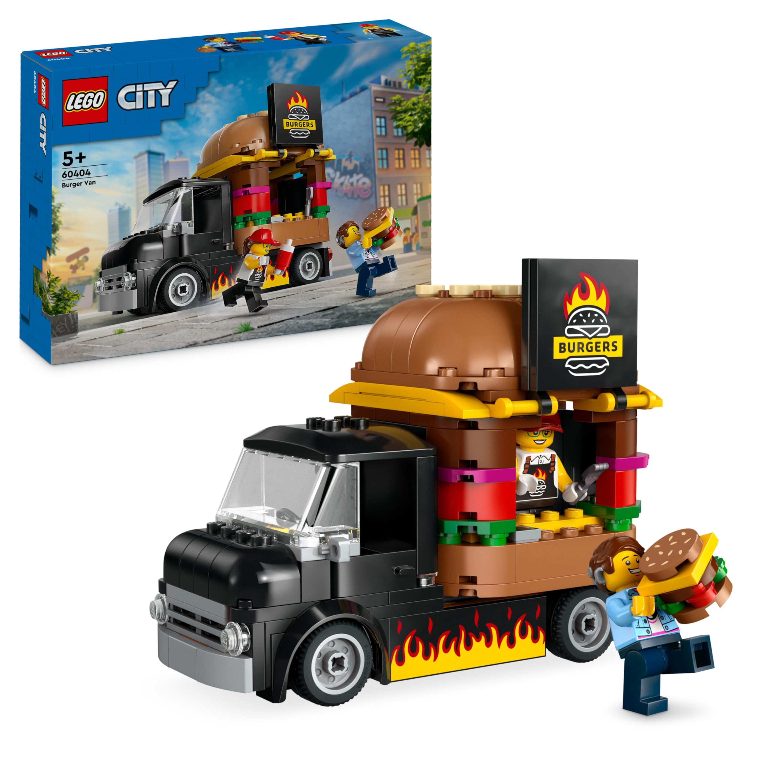 LEGO City Burger Van Building Set 60404 | Ages 5+ | Includes Food Truck & Minifigures