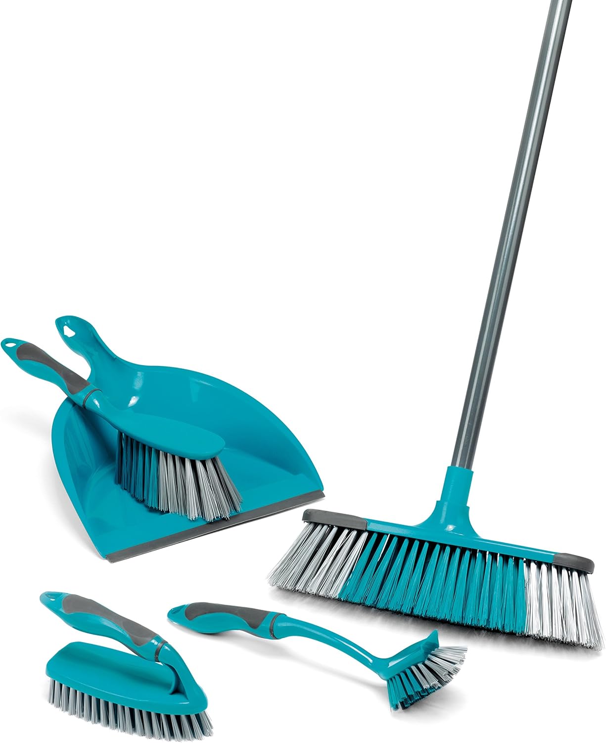 Beldray - LA024152TQ 5 Piece Cleaning Set with Broom, Dustpan & Brush, Scrubbing Brush, Dish Brush