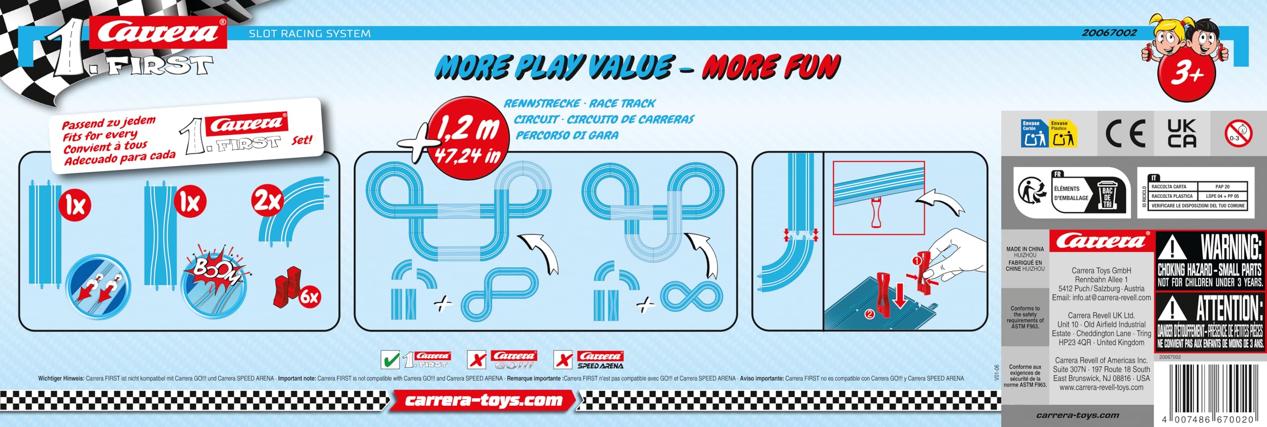 Carrera FIRST Track Pack - Expansion Set for Slot Car Racing | 1.2M Track Length | Unisex Children 3 Years+ 4