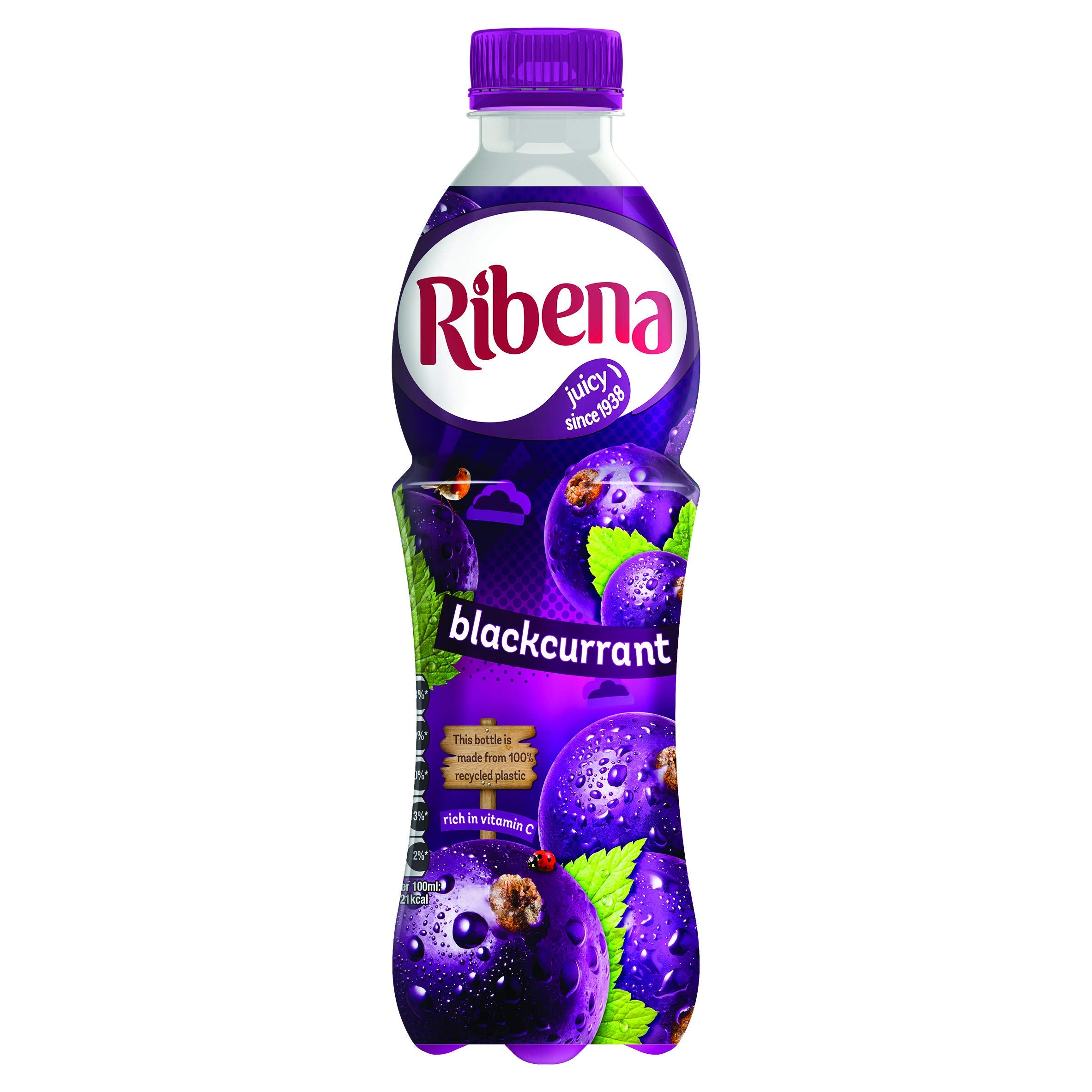 Ribena Blackcurrant Juice Drink 500ml with Real Fruit Juice, Rich in Vitamin C