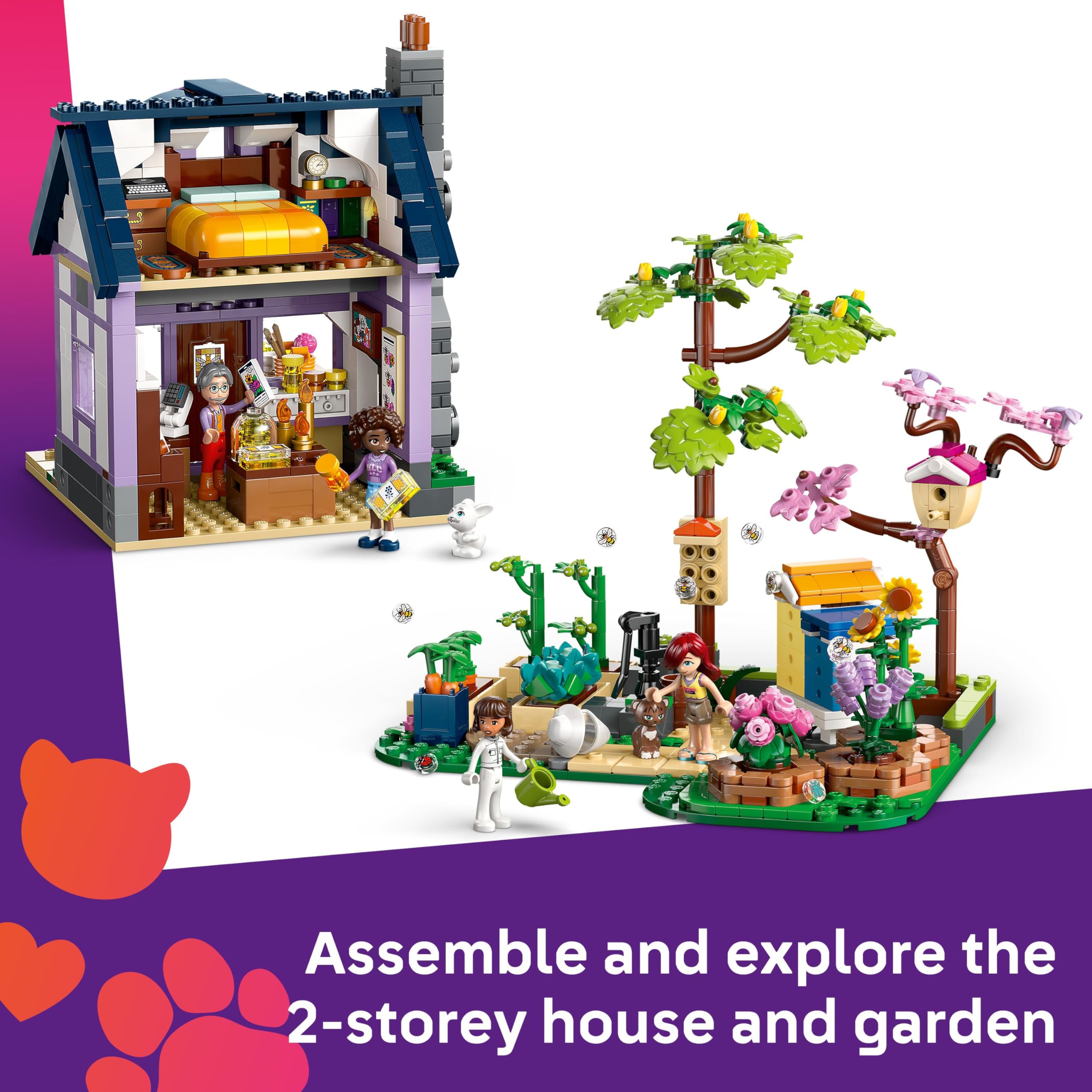 LEGO Friends Beekeepers’ House and Flower Garden Playset - 1161-Piece Building Set with 4 Mini Dolls, Cat and Rabbit Figures for Ages 12+ 12
