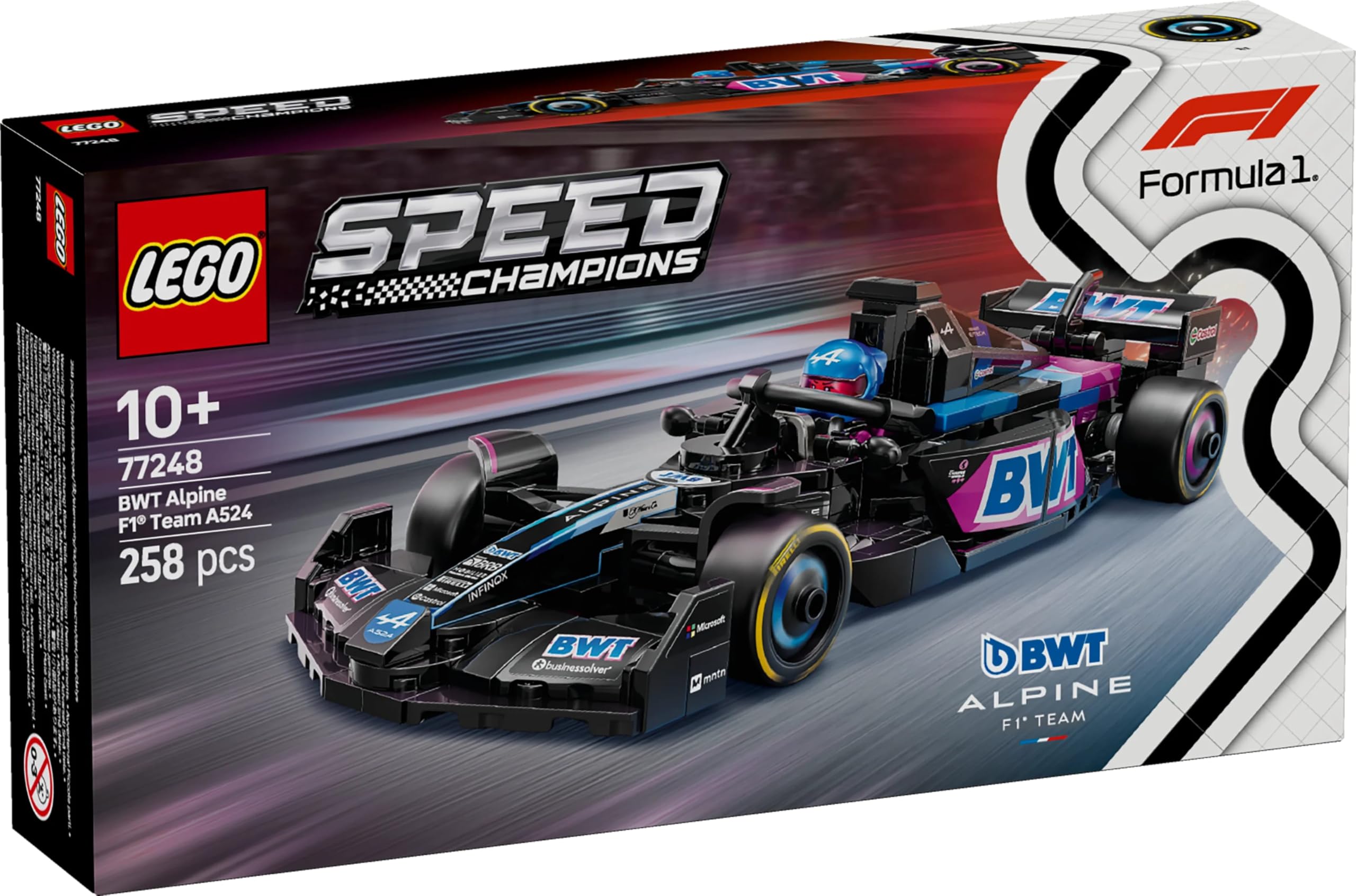LEGO Speed ​​Champions BWT Alpine F1 Team A524 Rennwagen-Spielzeug – Bauset für 10+ mit Minifigur 24
