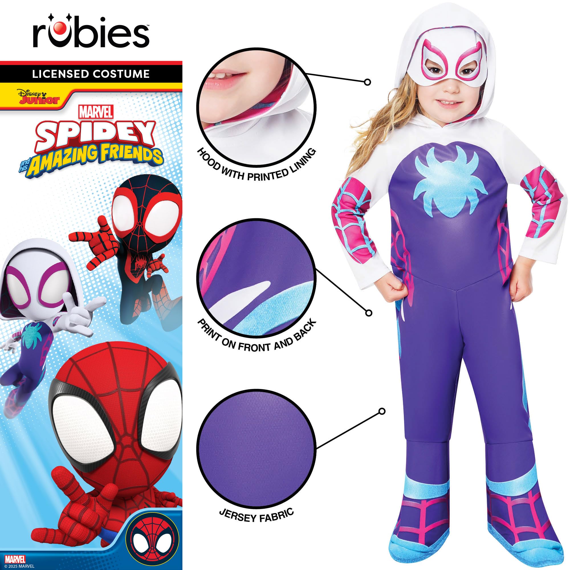 Rubies Official Marvel Spidey Ghost Costume - Kids Fancy Dress | Size 3-4 Years | Unisex