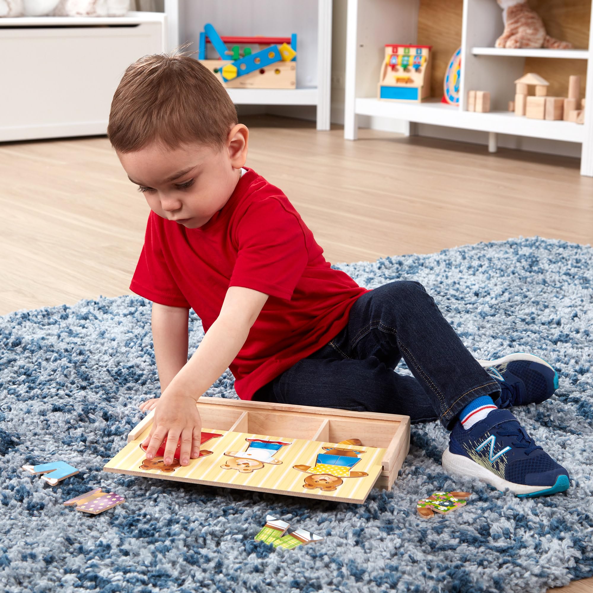 Melissa & Doug Bear Family Dress-Up Puzzle - 45 Mix-and-Match Wooden Pieces | Ages 3-6 7