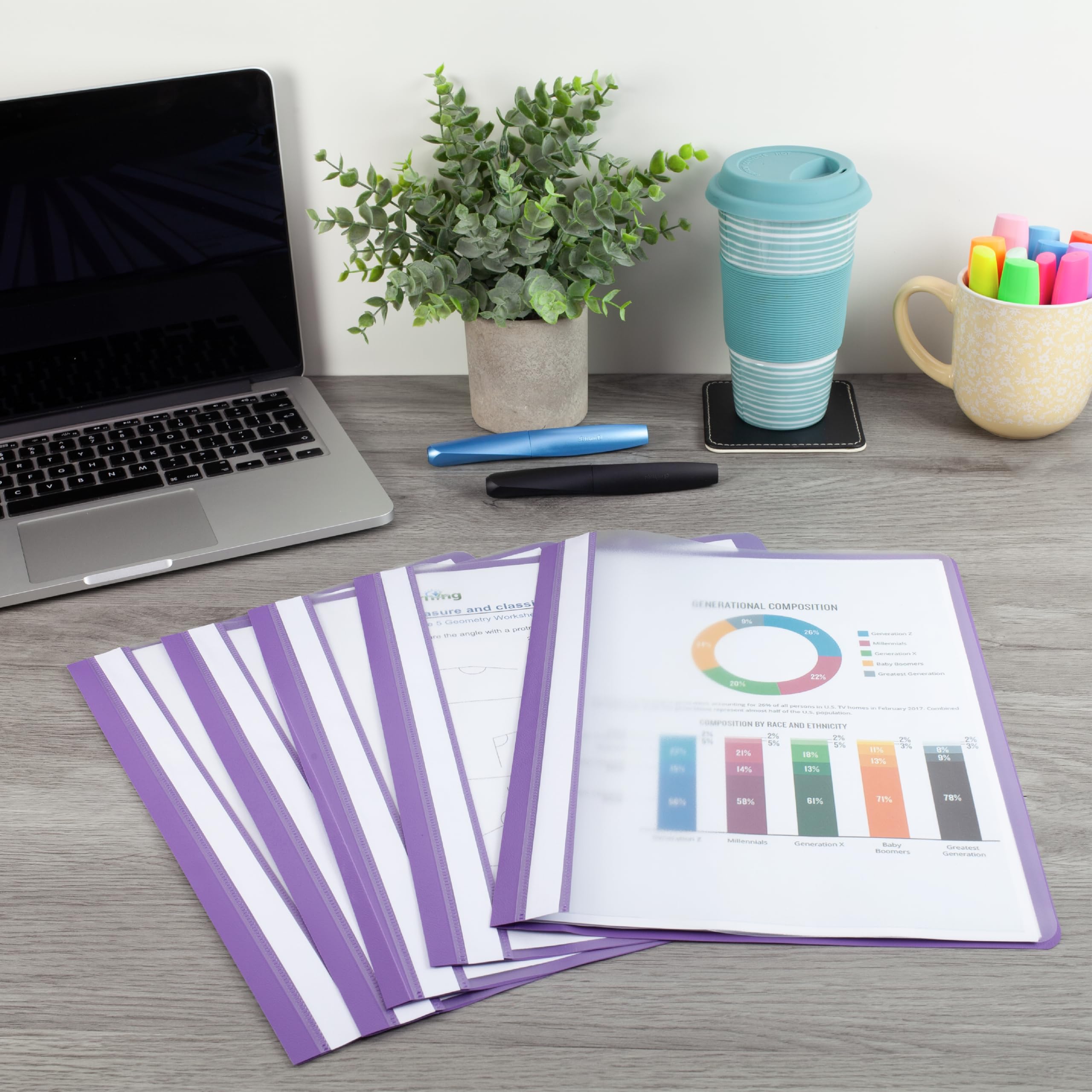 Hamelin A4 Purple Polypropylene Project Folders - Pack of 25 | 250 Sheet Capacity 3