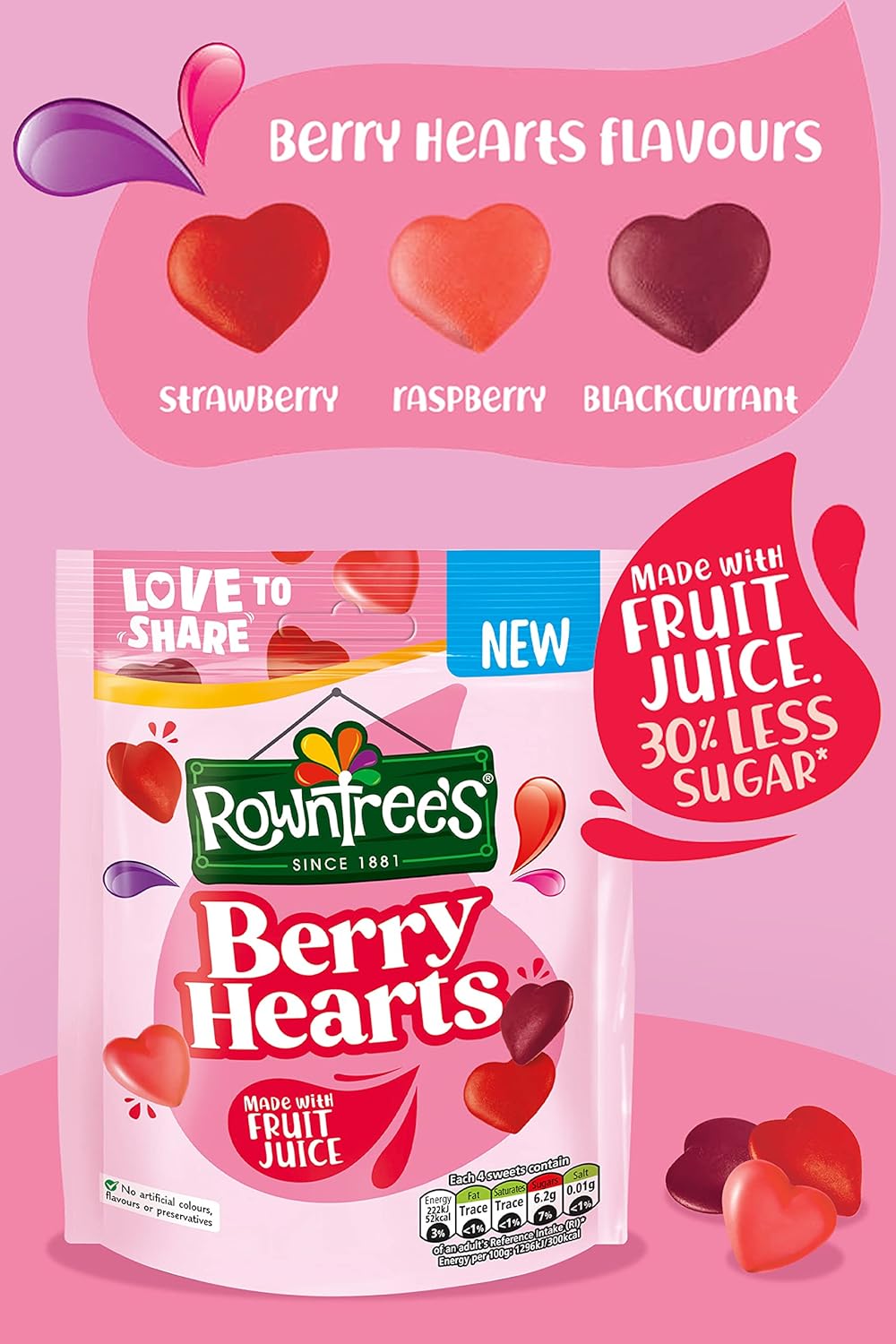 Nestlé Rowntree’s Berry Hearts Fruity Chewy Sweets, 115g 6