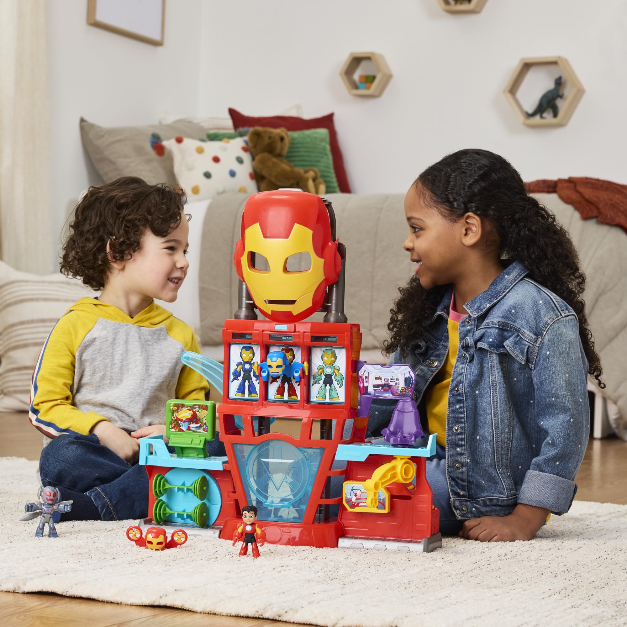 Marvel Press Iron Man and His Awesome Friends Iron Quarters Playset | Ages 3+ | 2 Figures Included 5