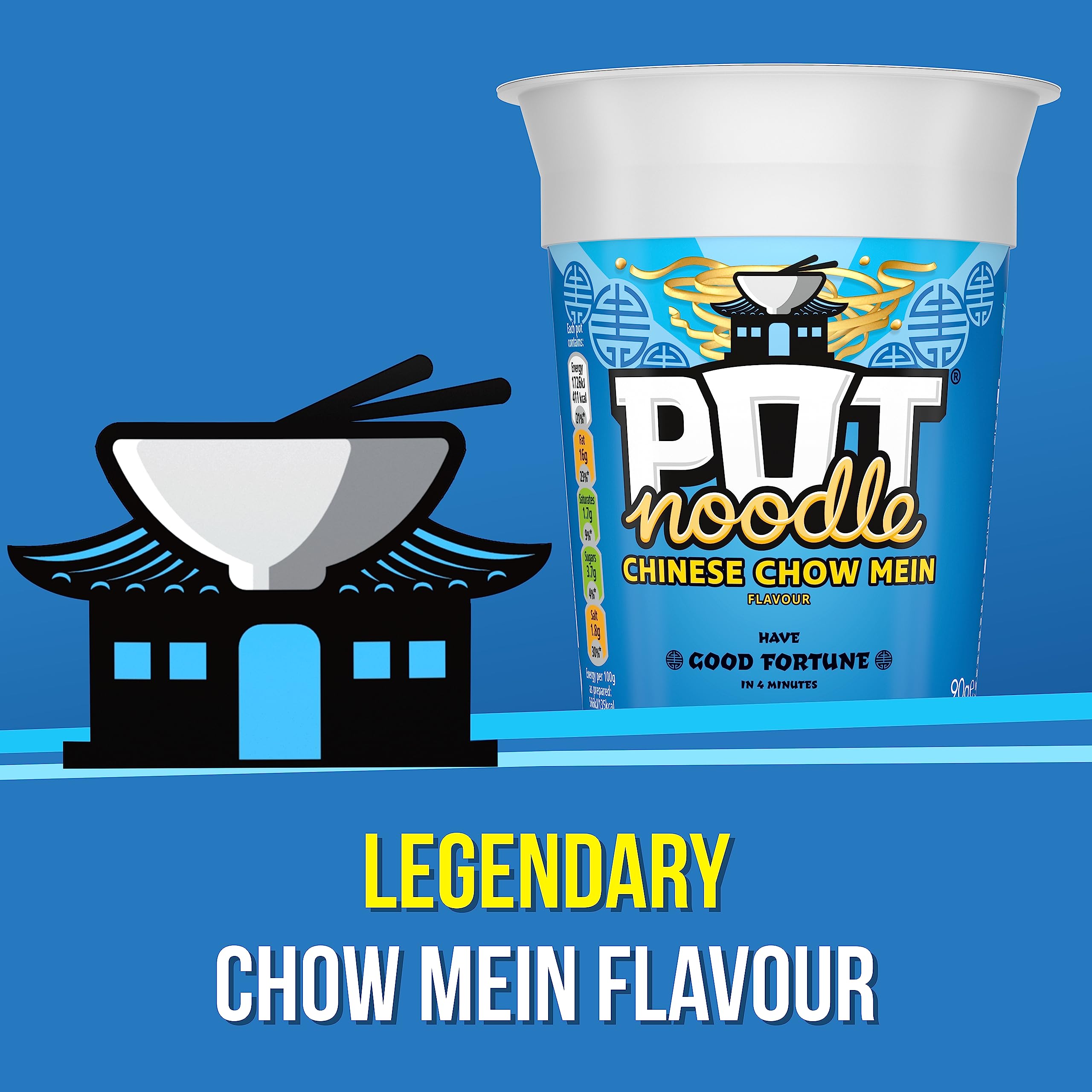 Pot Noodle Chinese Chow Mein Vegetarian Instant Noodles 12 x 90 g 14