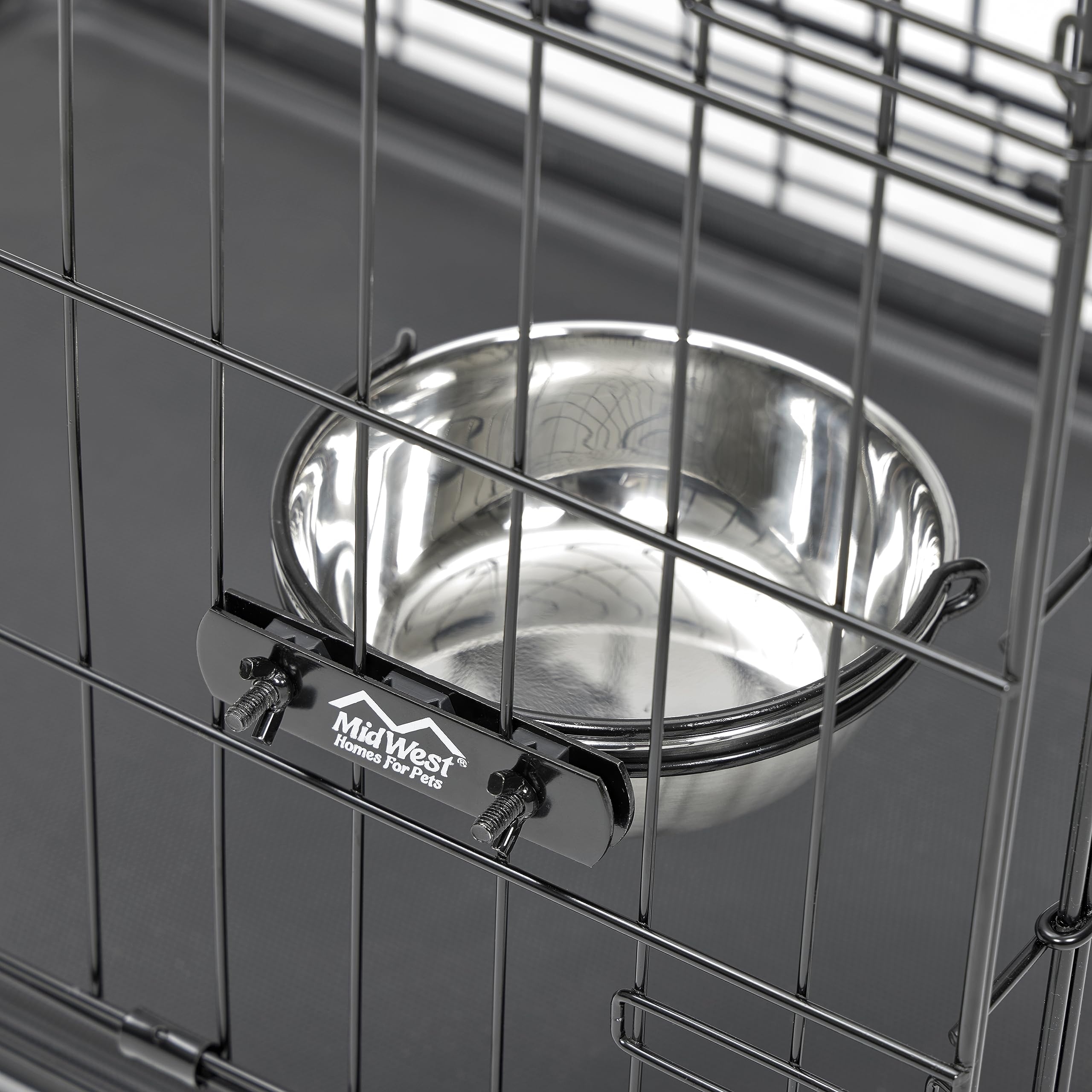MidWest Homes for Pets Snap'y Fit Stainless Steel Crate Bowl - 2L Capacity | Rust Resistant | Dishwasher Safe