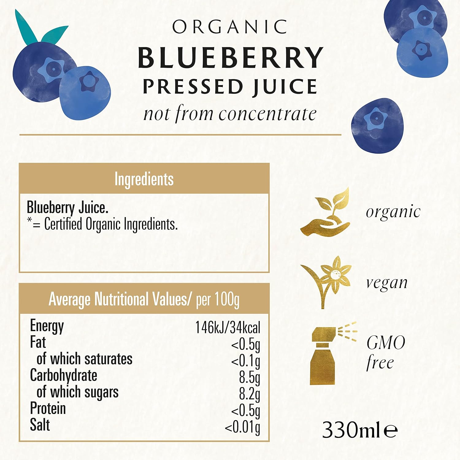 Biona Organic Blueberry Juice, 330ml - 100% Pure Pressed Juice from Organic Farms 4