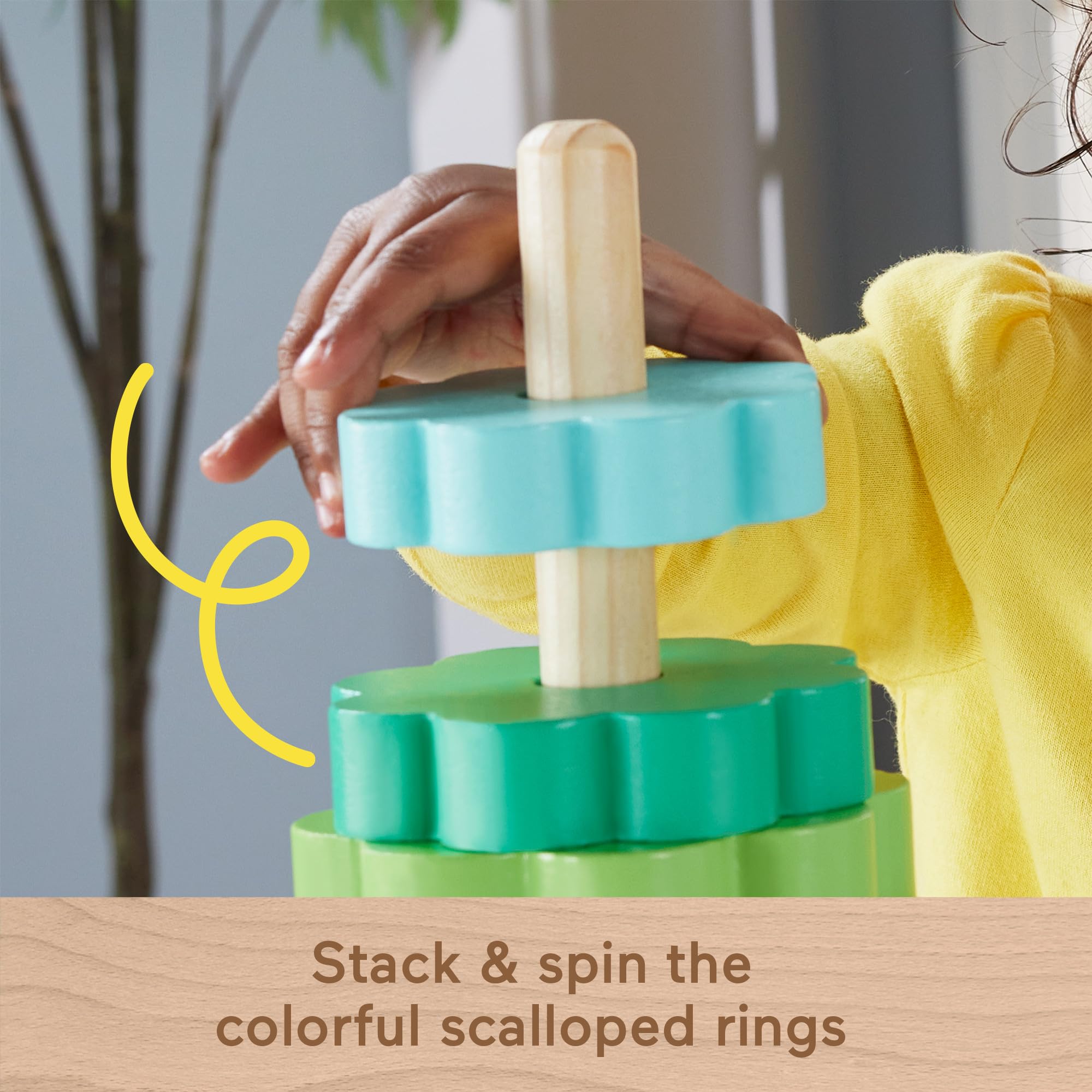 Fisher-Price Wooden Ring Stacker Toy - 10-Piece Educational Stacking Set for Toddlers 18+ Months 6