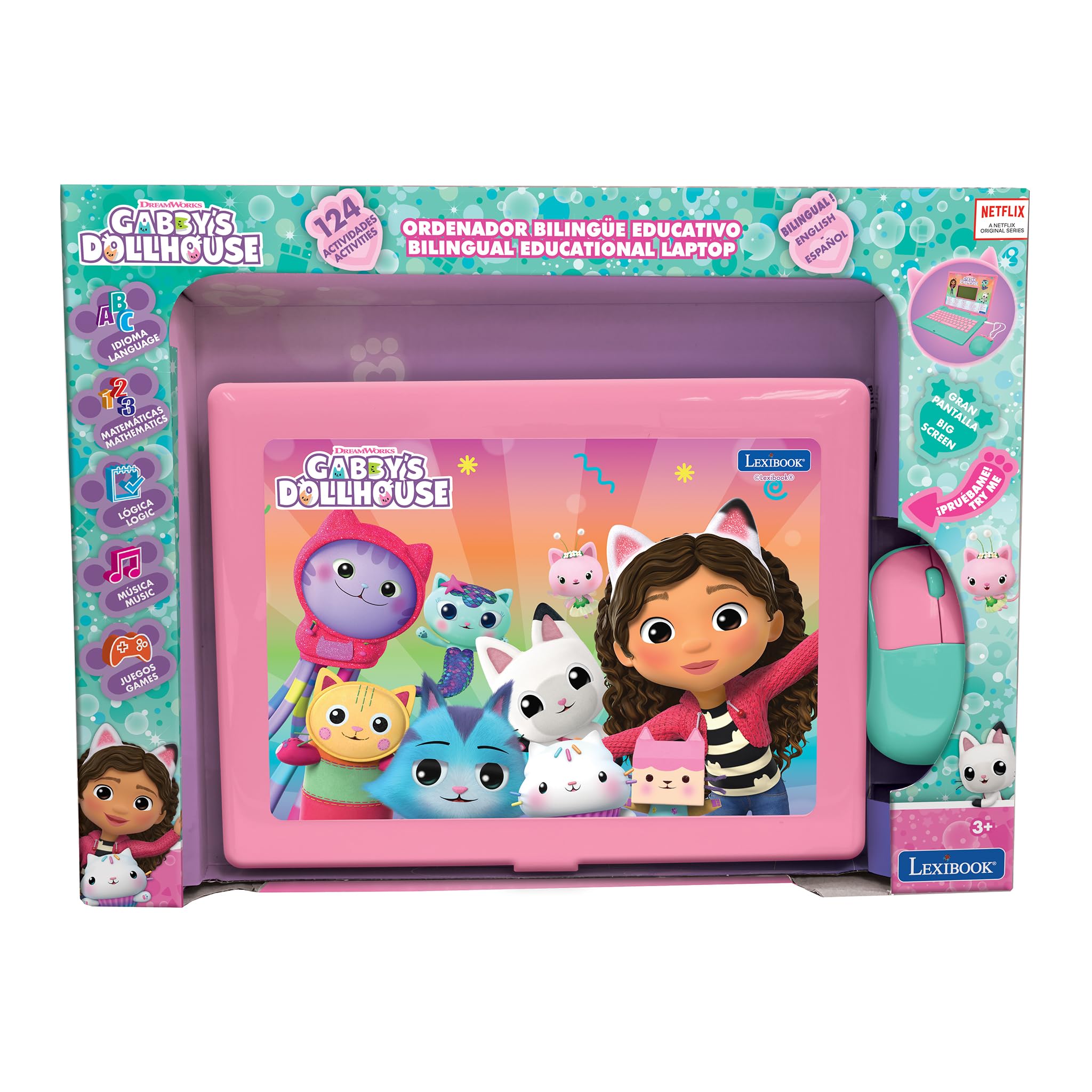 LEXIBOOK Gabby's Dollhouse Bilingual English/Spanish Educational Laptop - 124 Fun Learning Activities for Kids 5