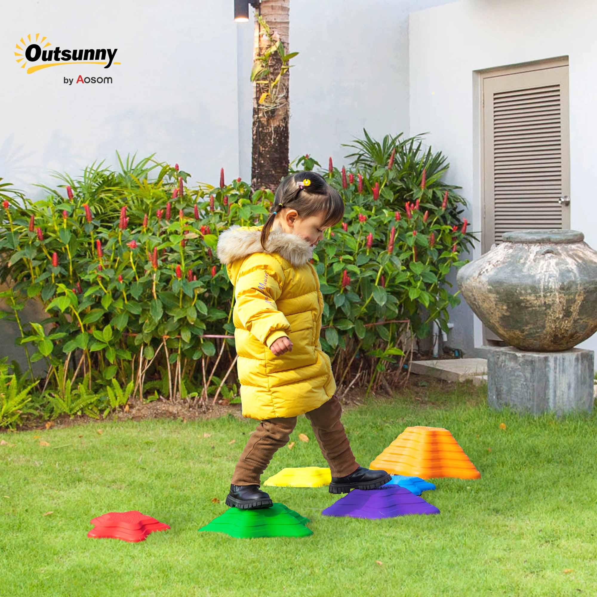 Outsunny Balance Stepping Stones Kids - 6-Piece Starfish Style Non-Slip Outdoor Play Set 11