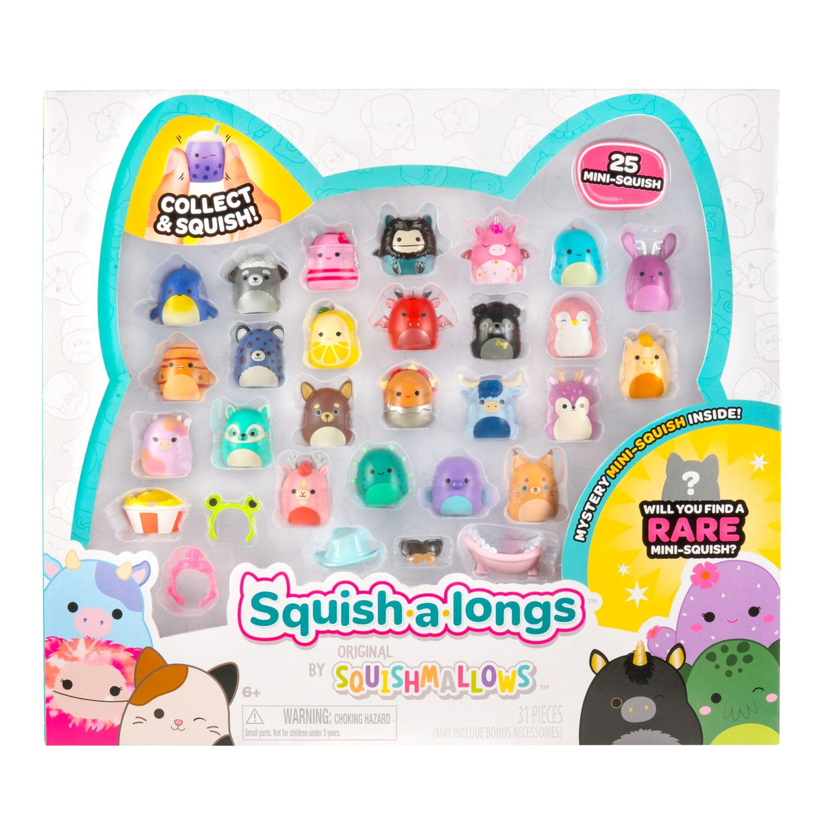 Squish-a-longs Mini-Squish 25-Pack (Wave 5, Style 1) - 1-inch Plastic Collectibles | Ages 3+