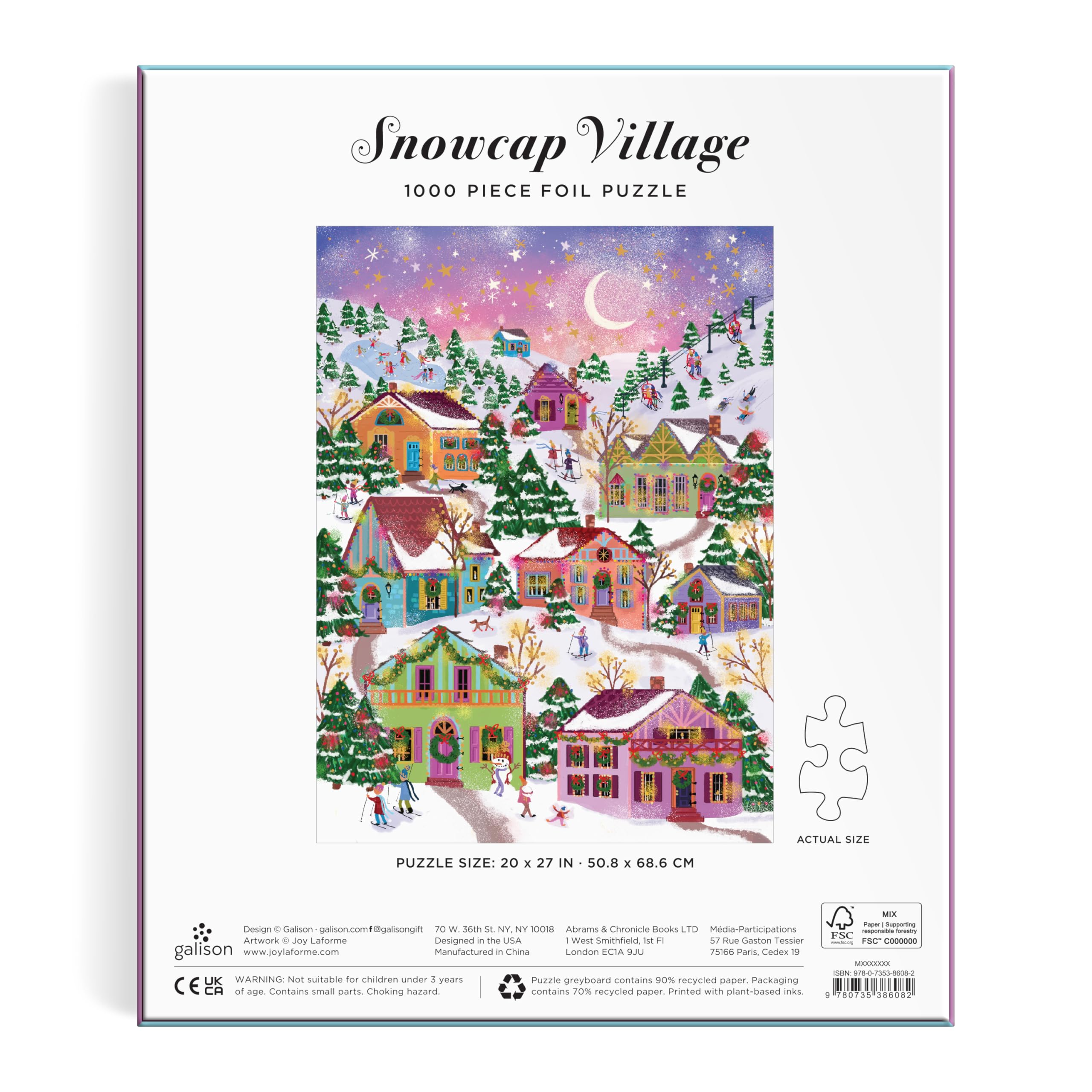 Galison Snowcap Village - 1000 Piece Foil Puzzle by Joy Laforme