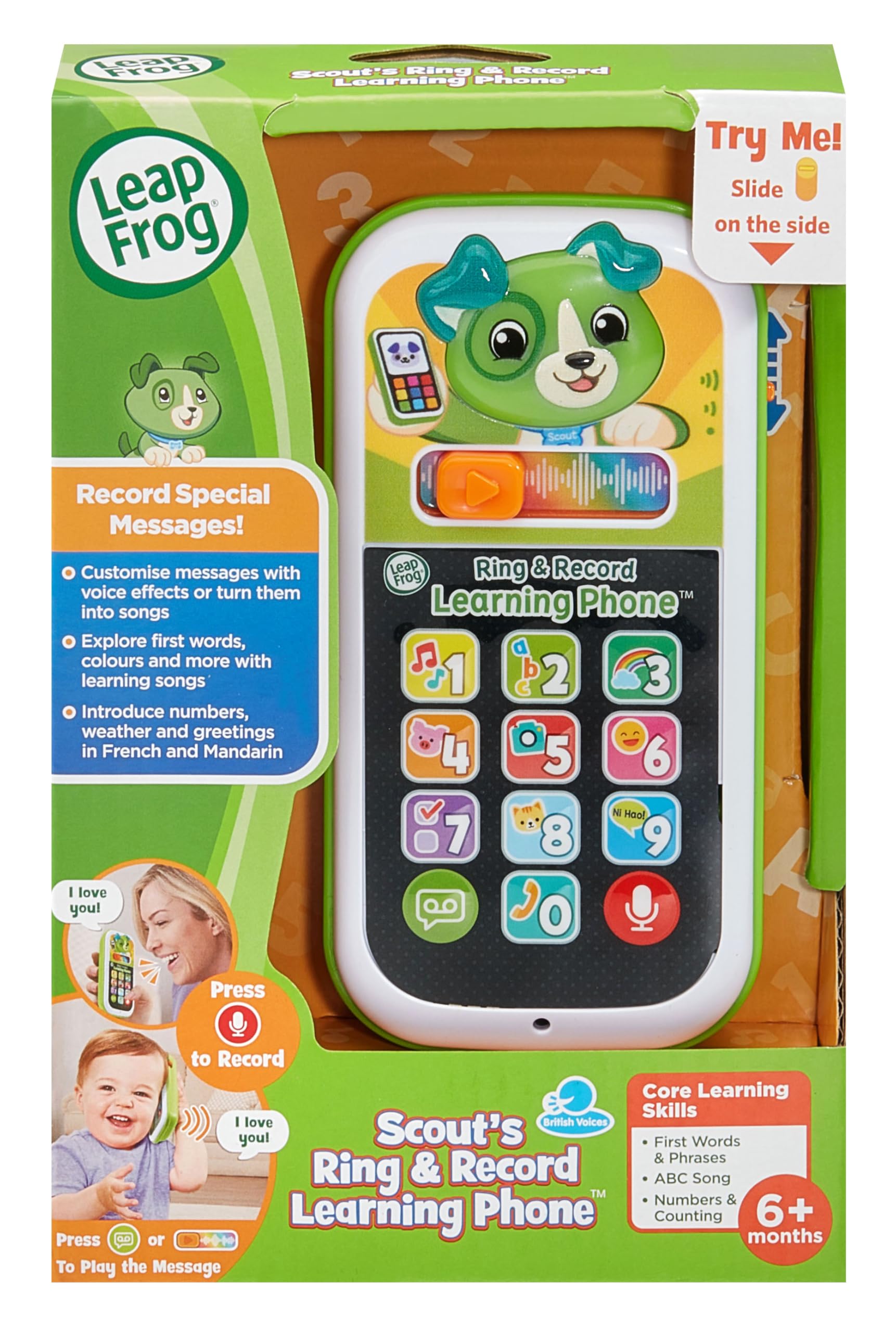 LeapFrog Scout's Ring & Record Learning Phone - Interactive Educational Toy for Toddlers 6m+ 8