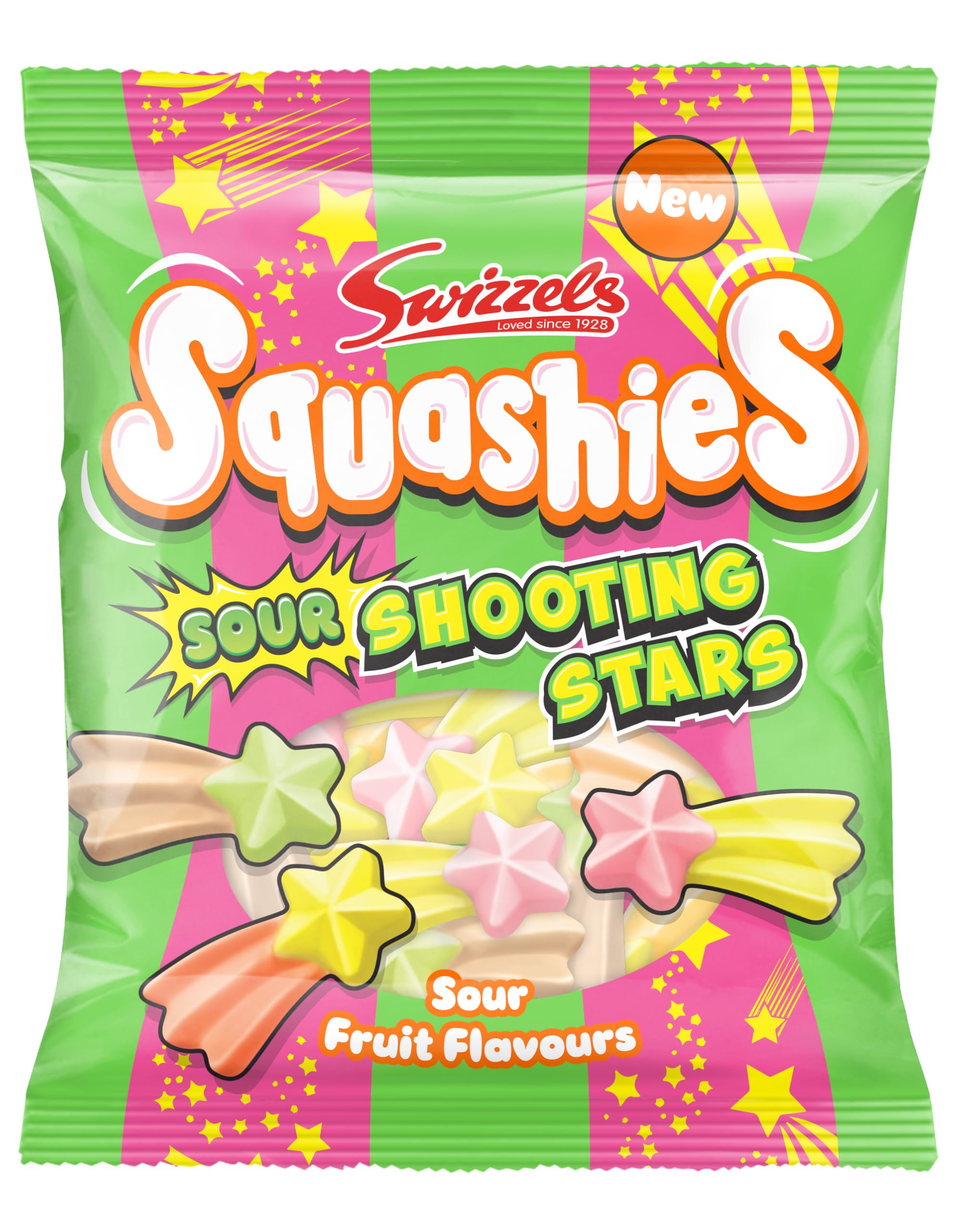 Swizzels Squashies Sour Stars - Chewy Fruit & Sour Candy | 100g Pack