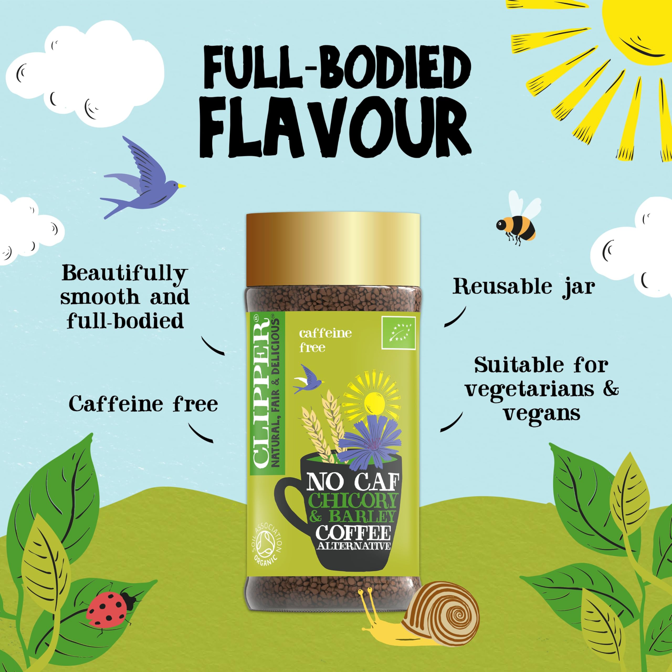 Clipper Organic No Caf Coffee Alternative 100g | Caffeine-Free Barley & Chicory Blend 8