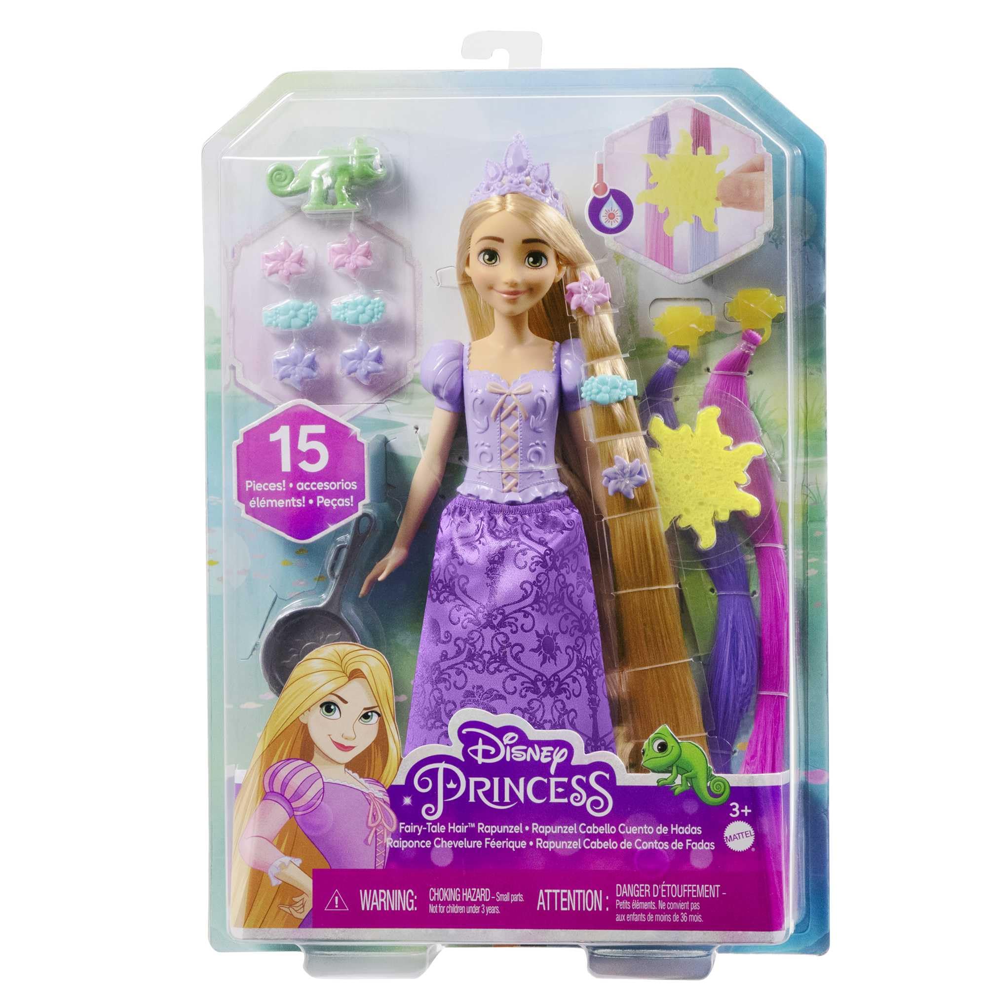 Disney Princess Rapunzel Doll with Color-Change Hair Extensions and Styling Accessories 15