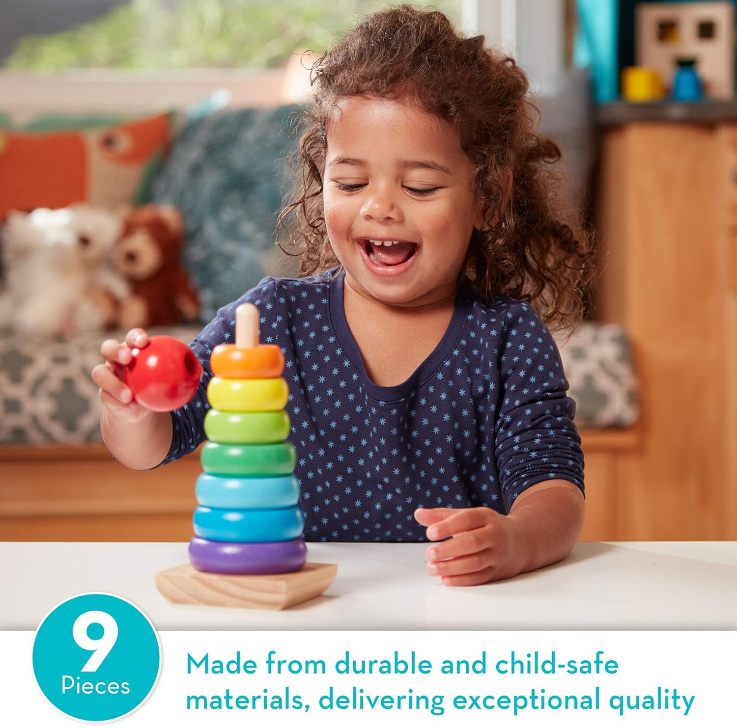 Melissa & Doug Rainbow Stacker - Educational Wooden Toy for Toddlers 18M+ 10