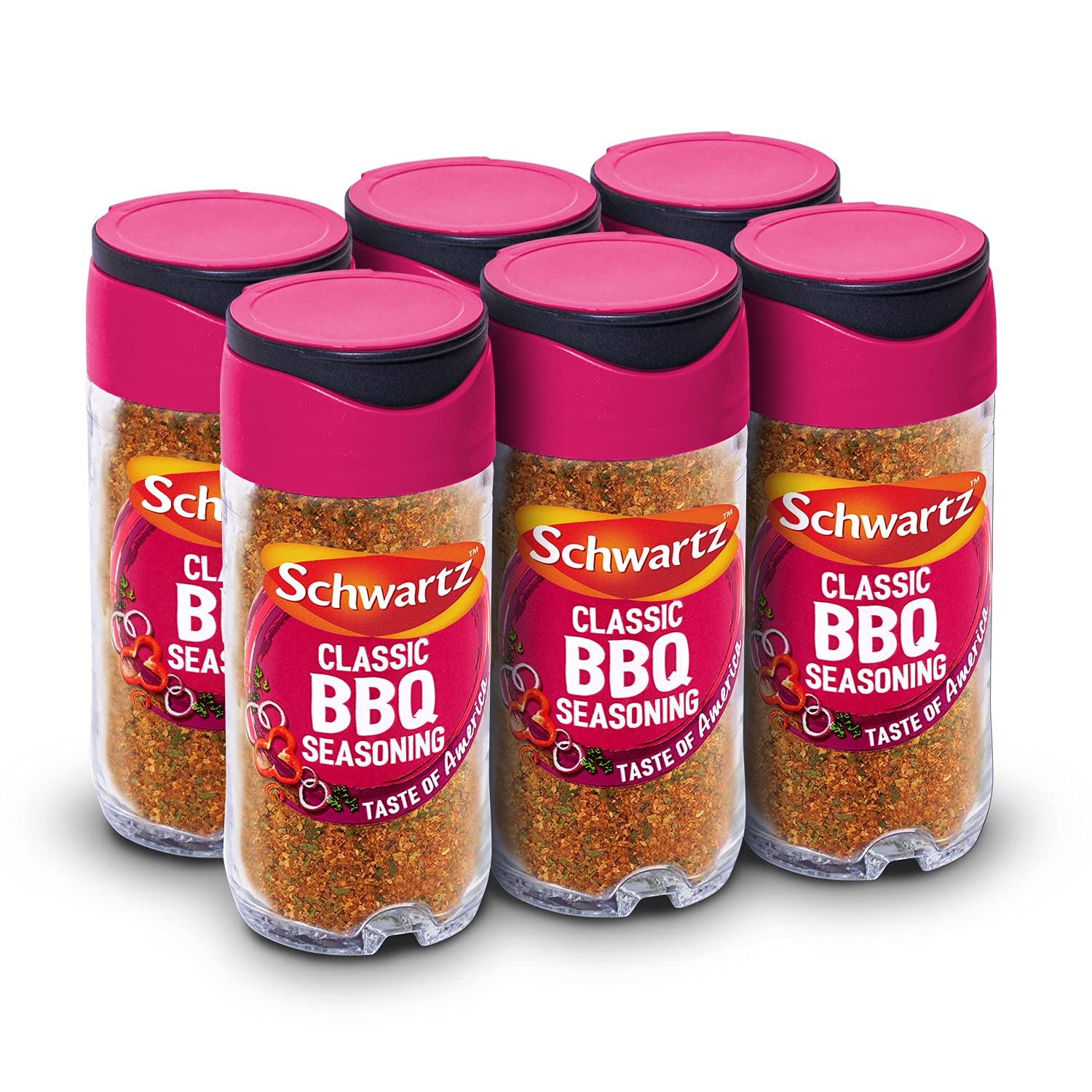 Schwartz Perfect Shake BBQ Seasoning - 44g Jar, Pack of 6 | Balanced Onion, Paprika & Chilli