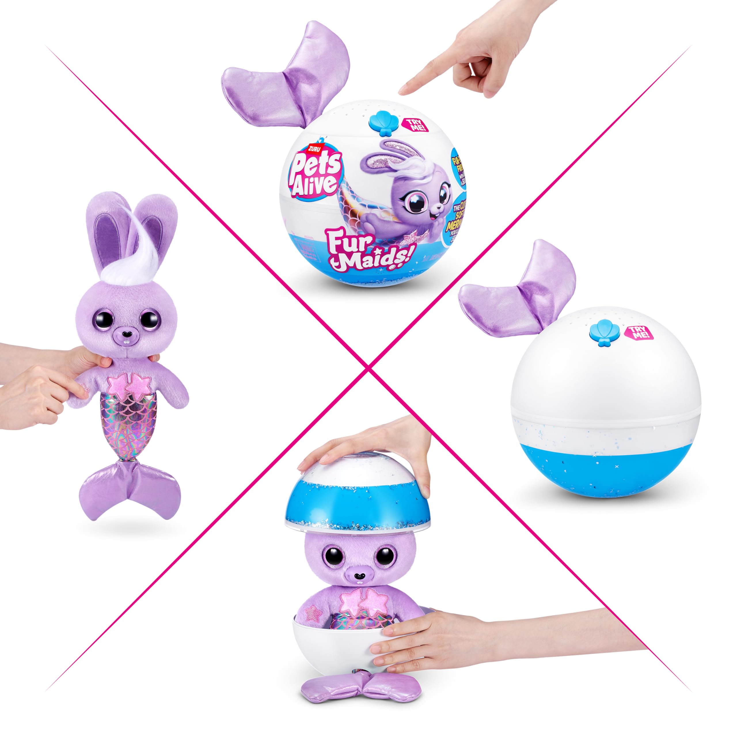Pets Alive Furmaids by ZURU - Purple Bunny Mermaid Plush with Lights, Sounds & Interactive Play for Girls 5