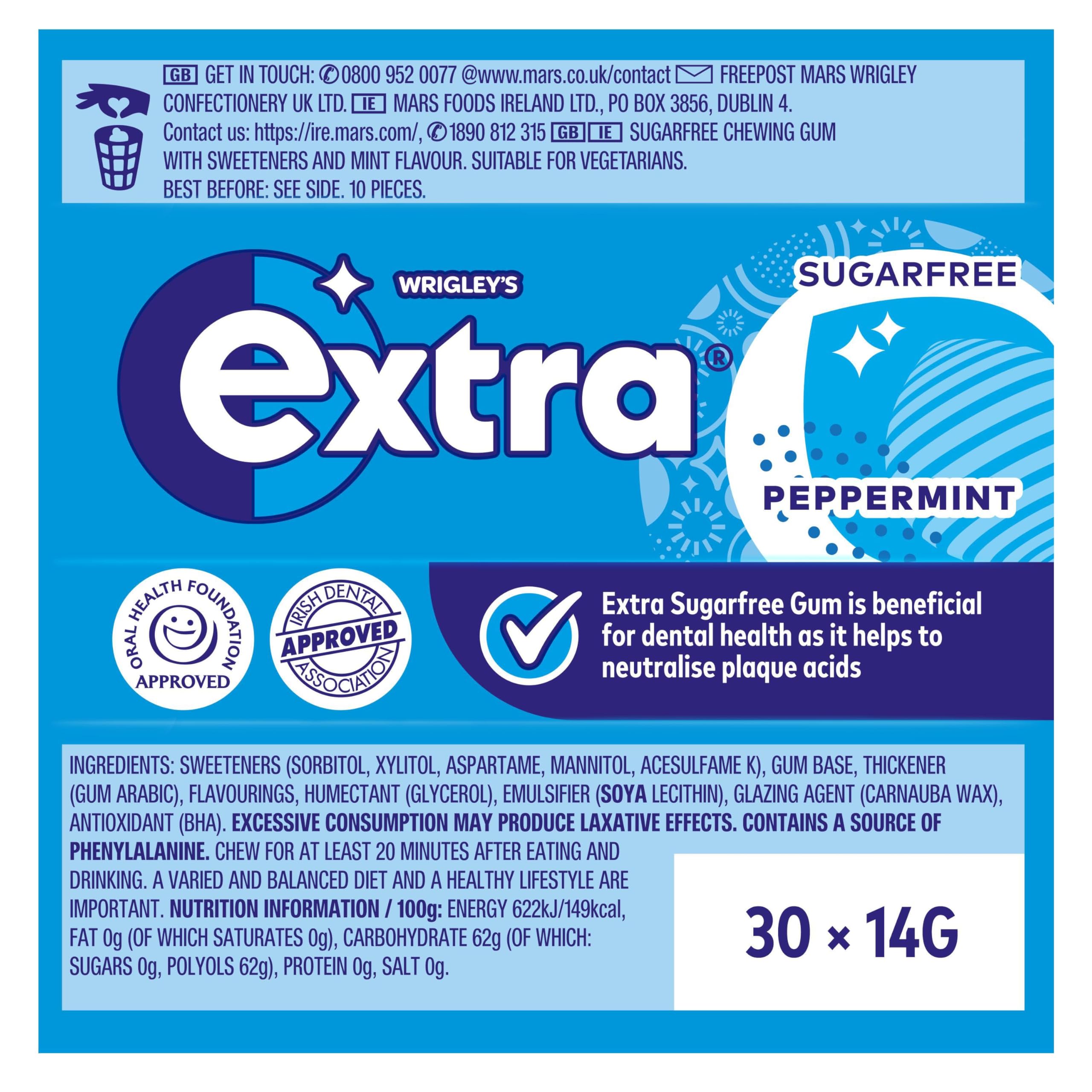 Extra Peppermint Sugar-Free Chewing Gum with Xylitol - 30 Packs (300 Pieces) 6