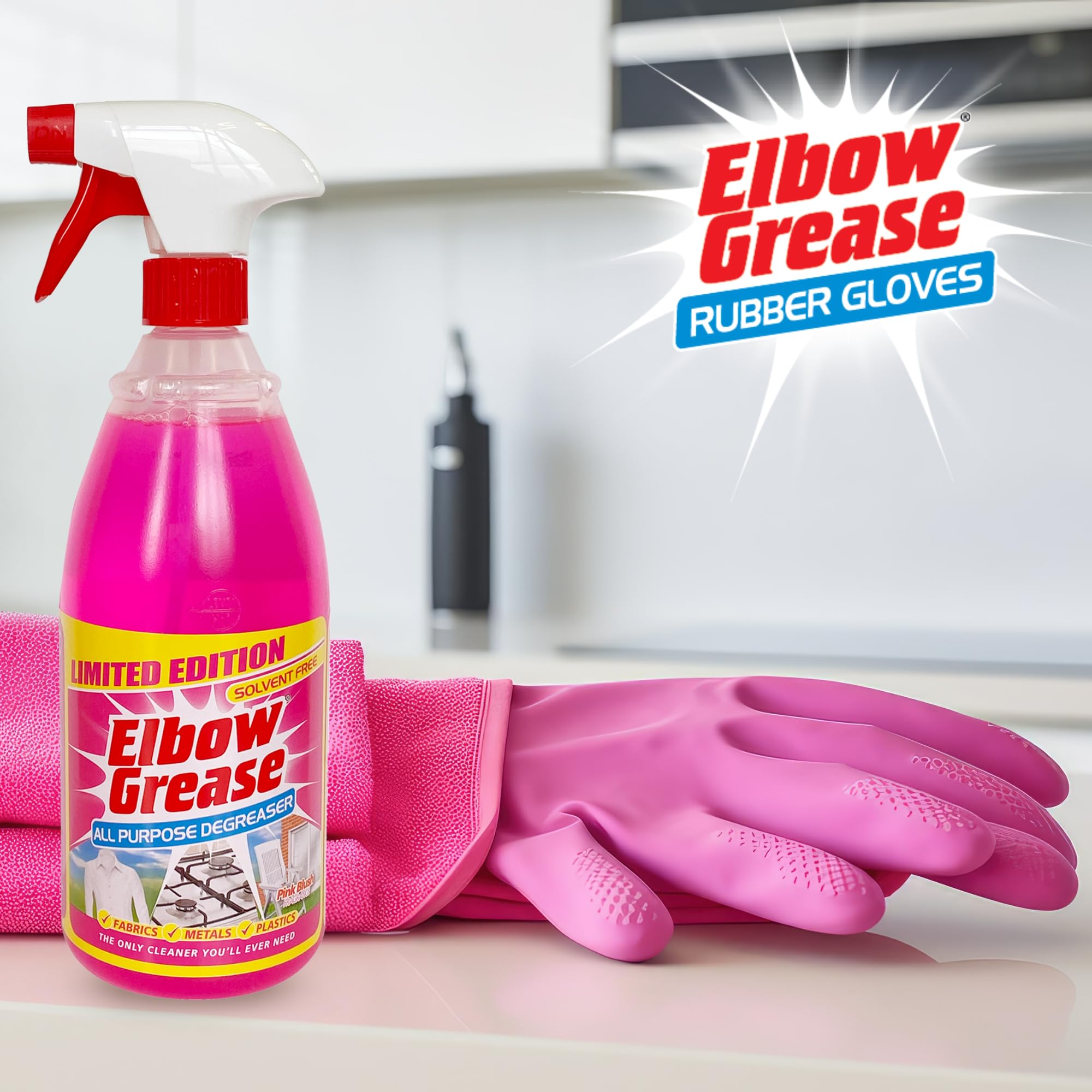 Elbow Grease - Pink Rubber Cleaning Gloves with Cotton Lining 6