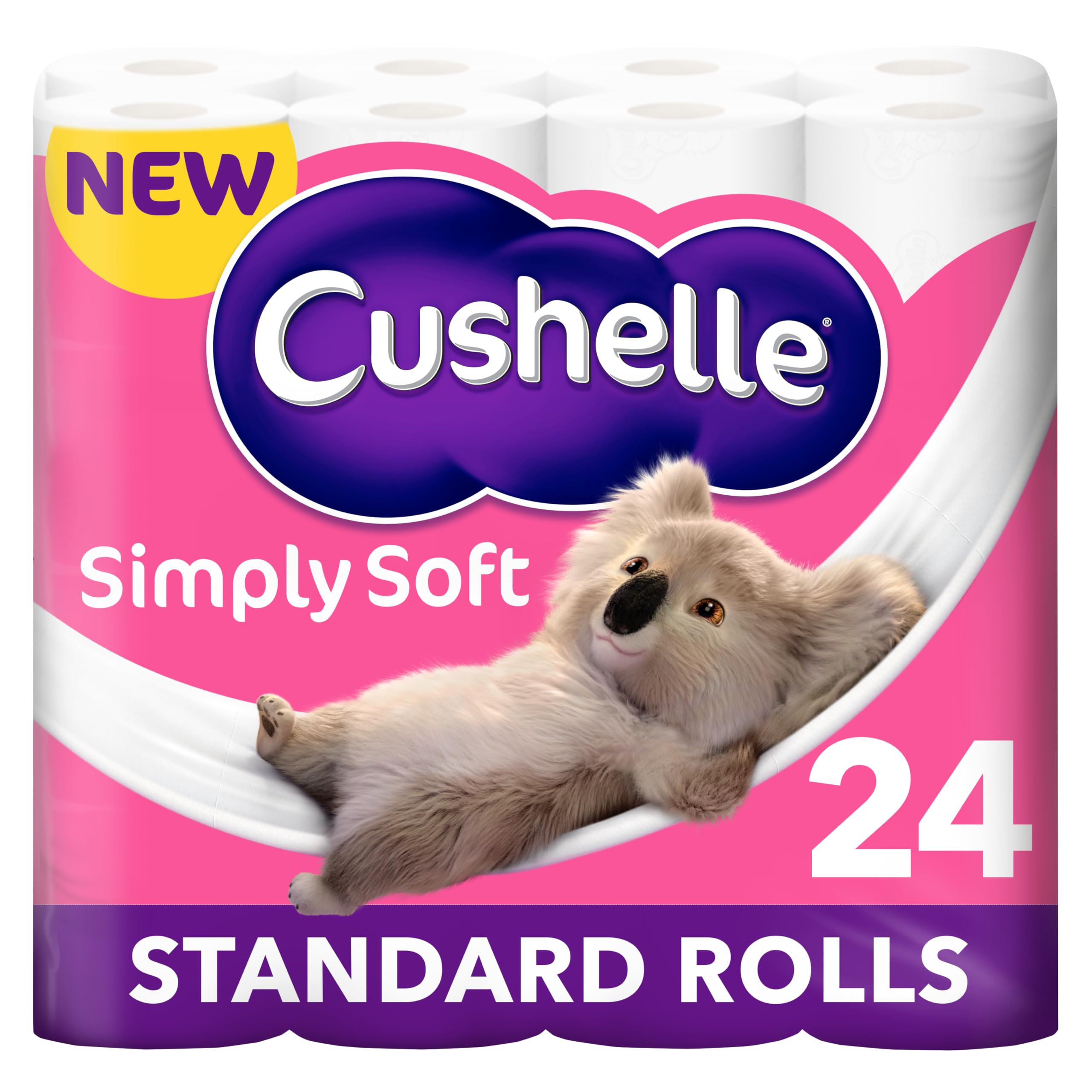 Cushelle Simply Soft Toilettenpapier – 24 Standardrollen, 2-lagiges weiches Papier
