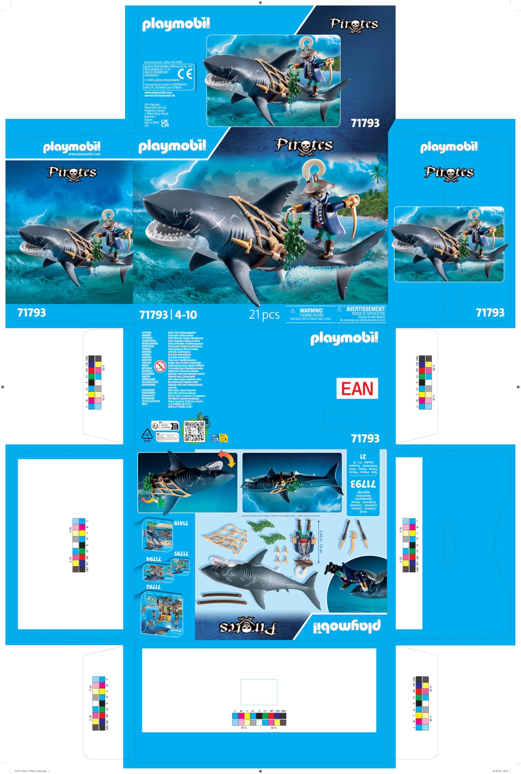 Playmobil Pirates Danger from Giant Shark Playset | Ages 4+ | 21 Pieces