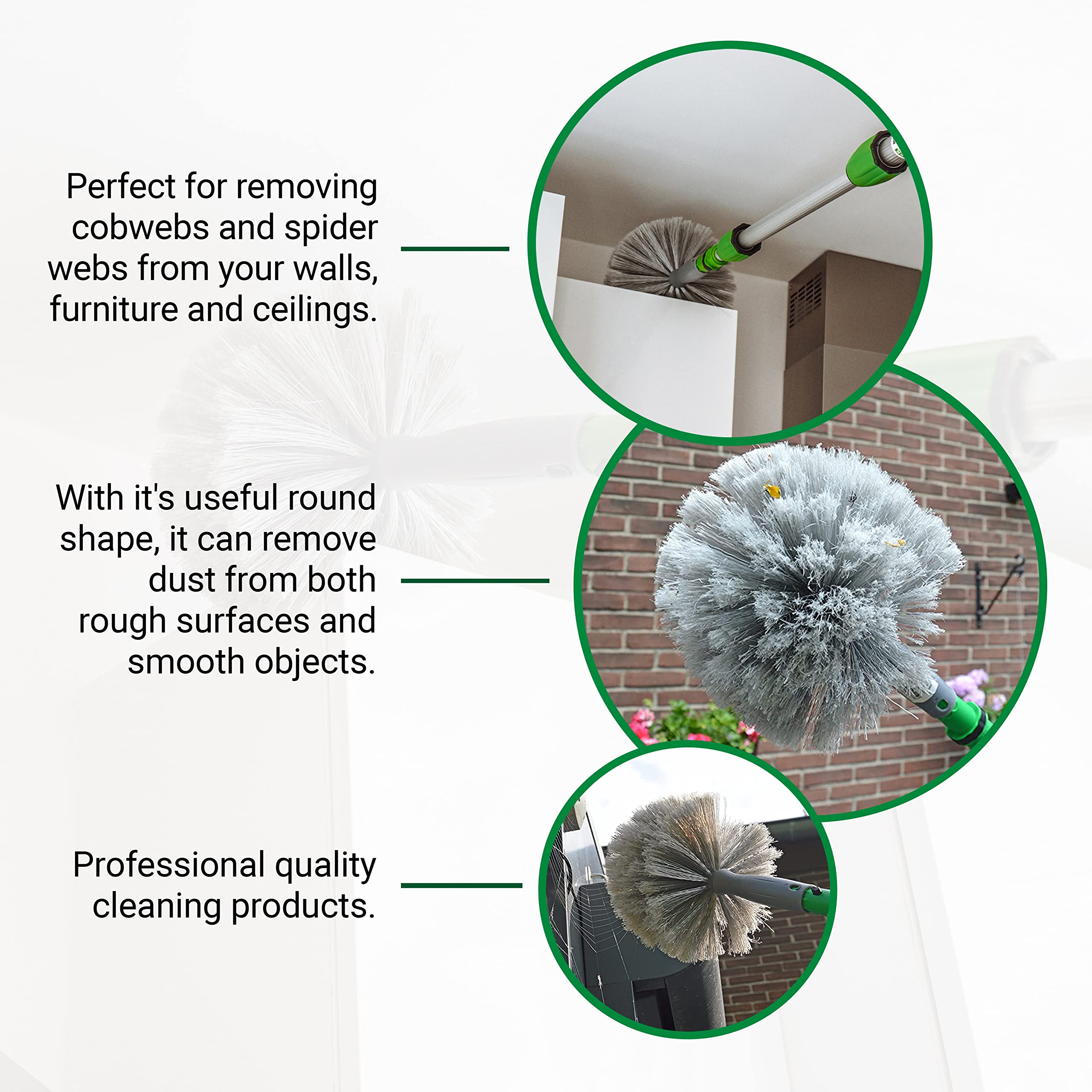 Unger StarDuster Cobweb Brush - Grey Dome-Shaped Duster for Walls, Corners & Ceilings 6