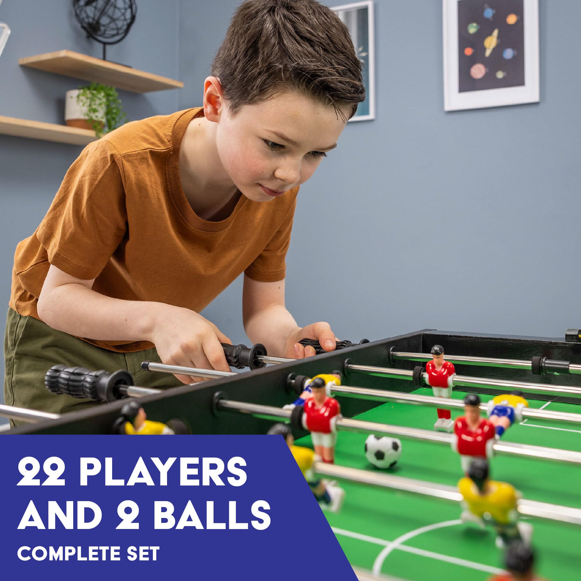 Power Play 3ft Folding Football Table - Wood Construction | Black | 2 Players 3