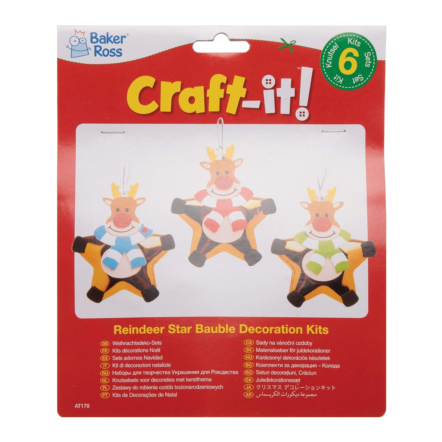 Baker Ross Reindeer Star Bauble Craft Kit - Christmas Arts & Crafts for Kids (Pack of 6) 3
