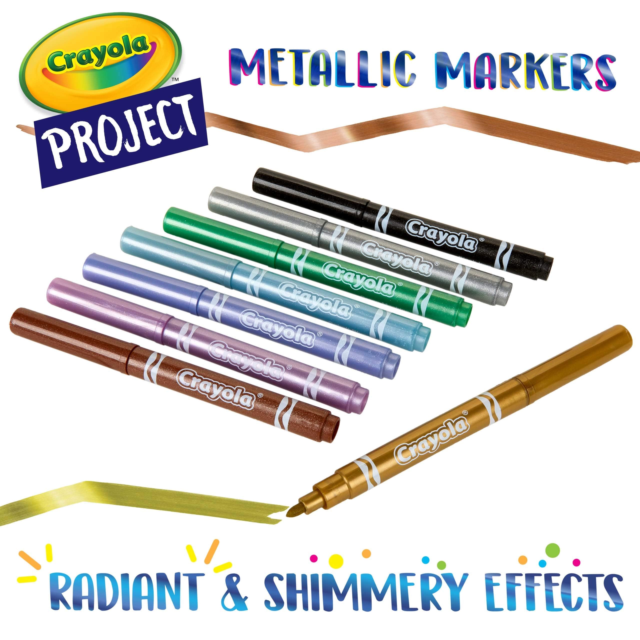 Crayola Metallic Markers - 6 Shimmering Colors for Arts & Crafts | Ages 3+ 5