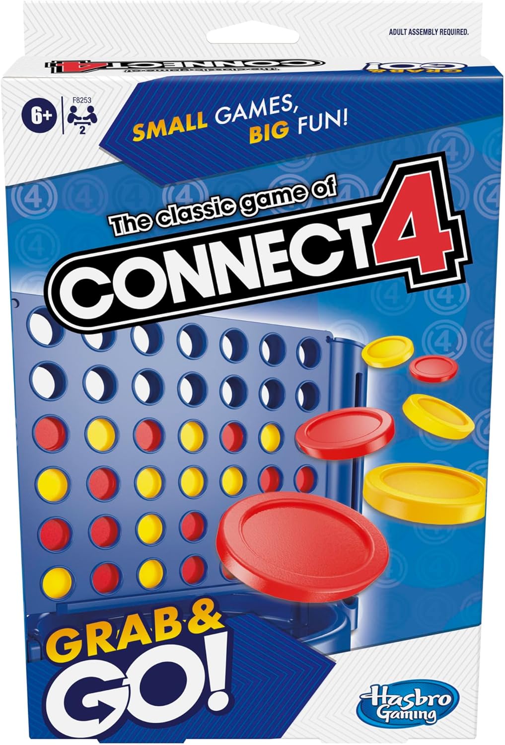 Hasbro Gaming Connect 4 Grab and Go-Spiel, tragbares Reisebrettspiel für 2 Spieler
