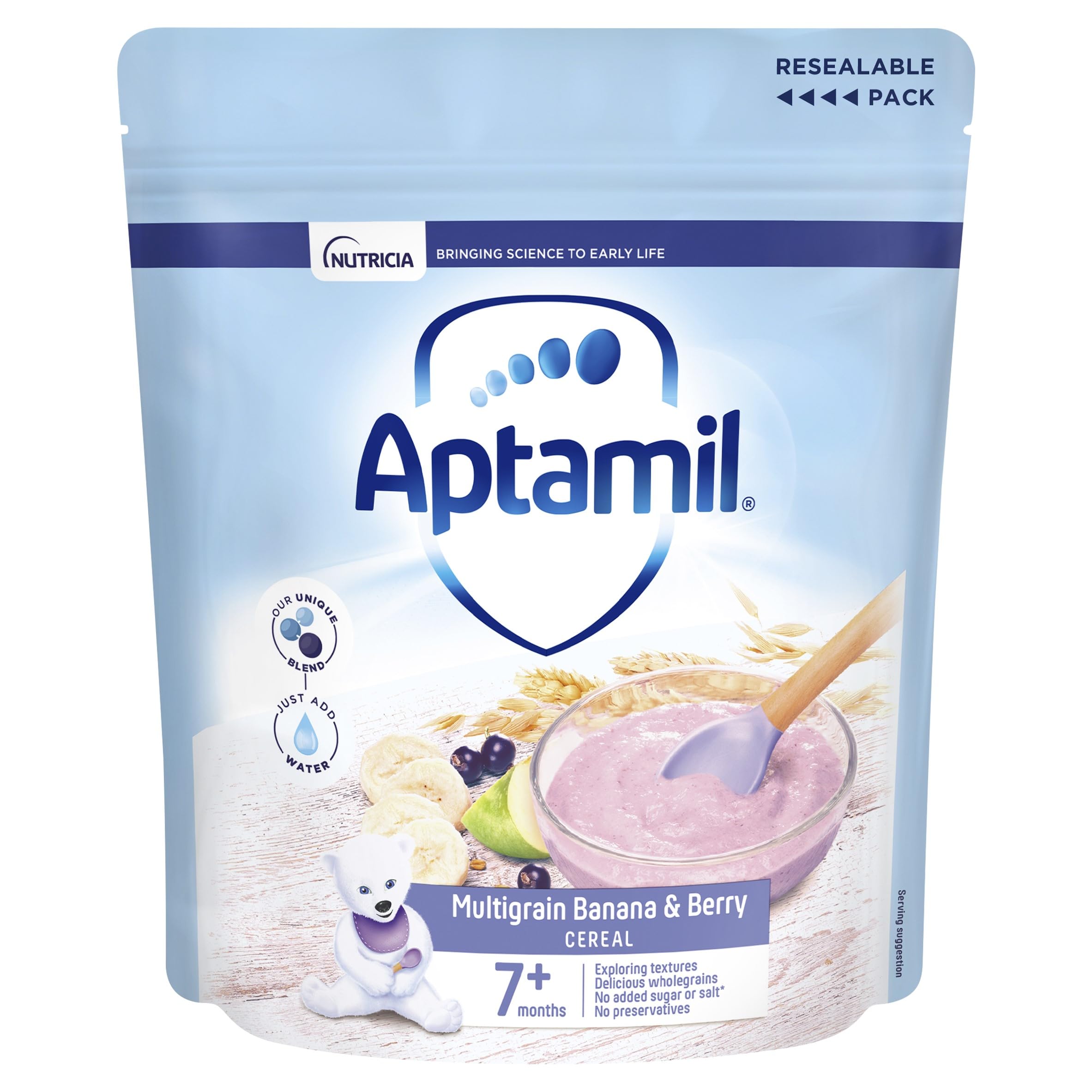 Aptamil Multigrain Banana & Berry Porridge Baby Food Cereal, 7+ Months, 200g 7