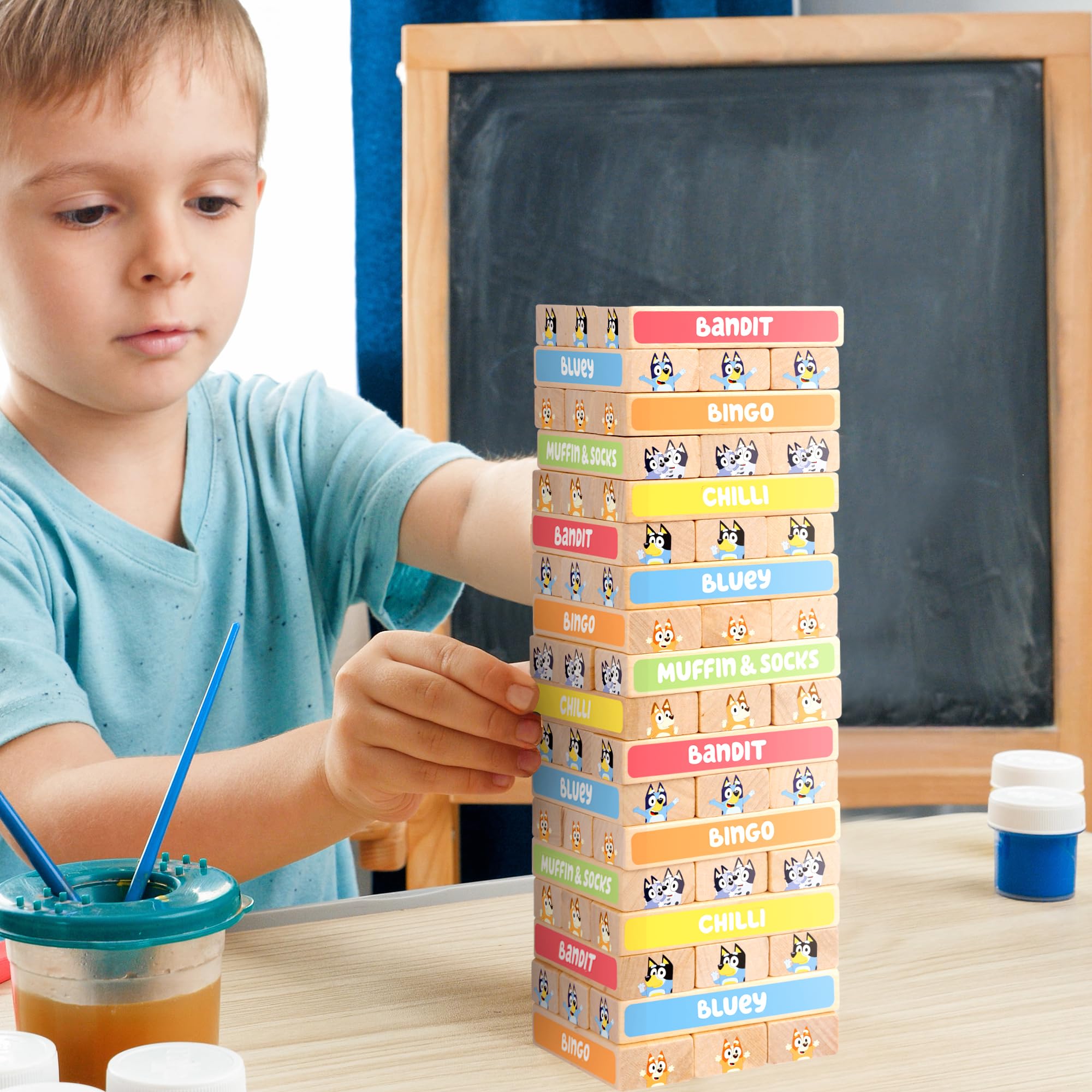 Bluey - Tumbling Tower Game 54 FSC-Certified Wooden Blocks 6