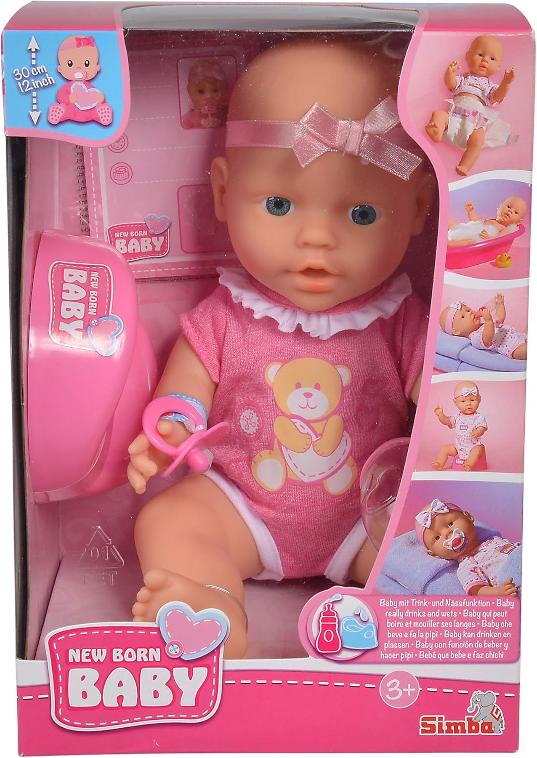 Simba New Born Baby Cute Doll - 30cm Vinyl Doll with Drinking & Wet Function 4