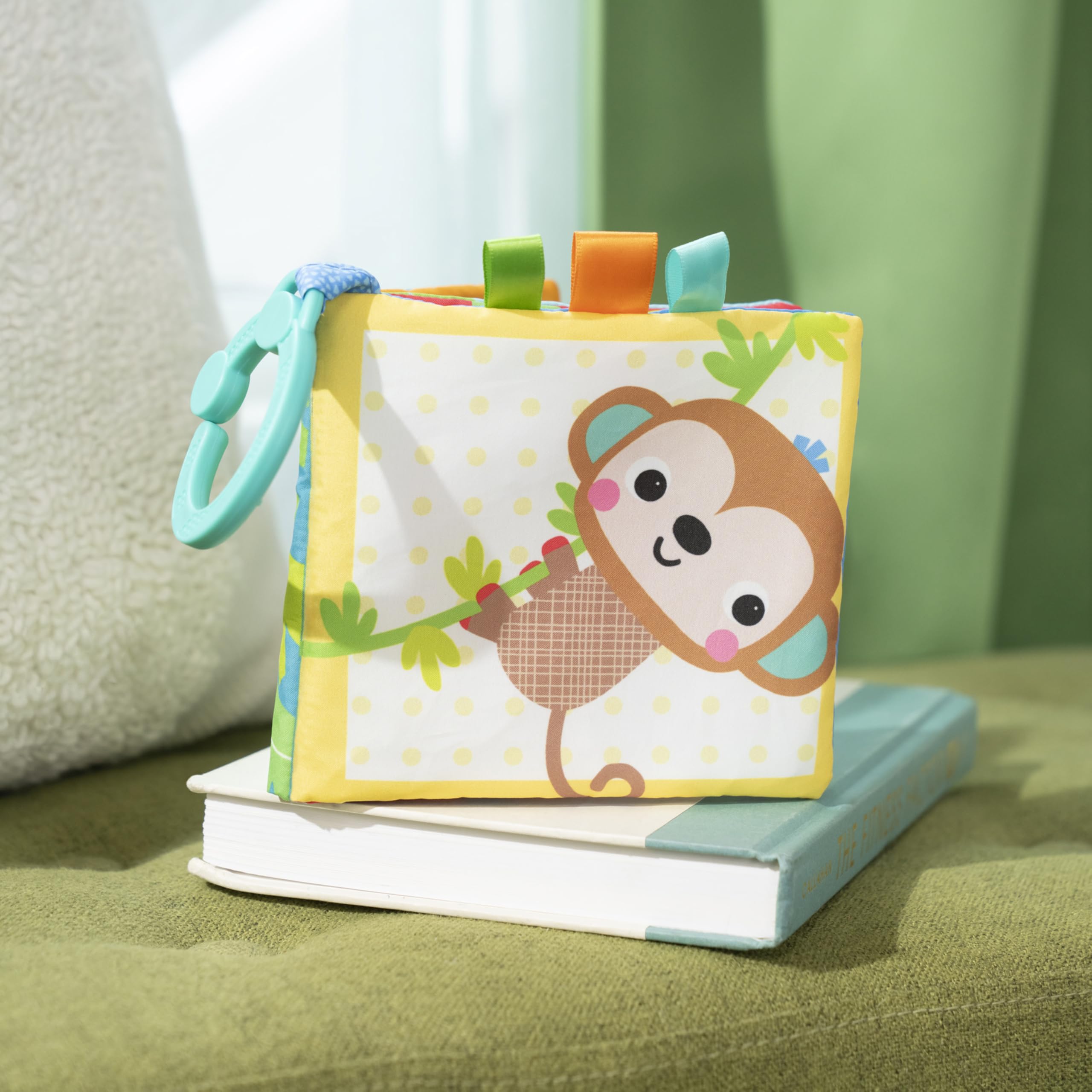 Bright Starts Safari Buddies Soft Crinkle Book Stroller Toy | Sensory Stimulation | Ages 0+ 8