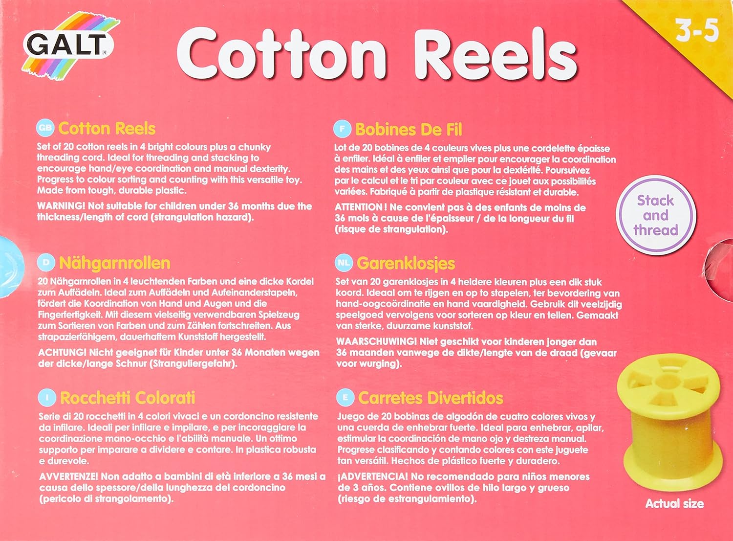 Galt Cotton Reels Threading Toy - Educational Stacking & Threading Set for Ages 3+ 6