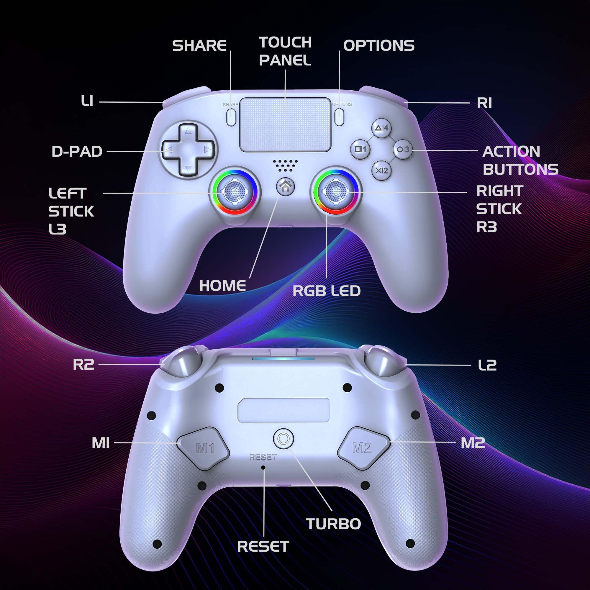 Subsonic – Wireless PS5/PC Controller with Programmable Paddles, RGB LEDs & Turbo Function 7