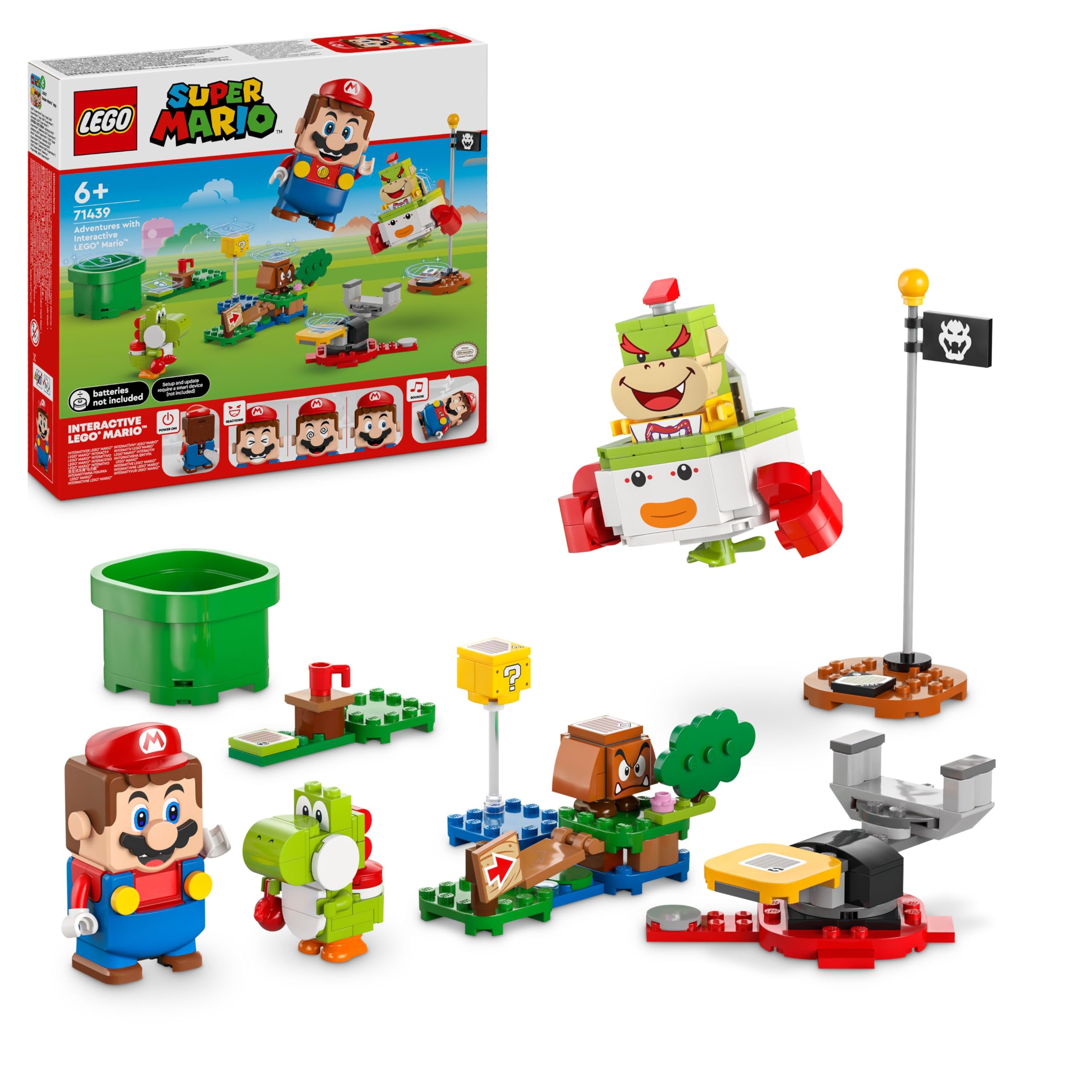 LEGO Super Mario Adventures with Interactive Mario - Bowser Jr.'s Clown Car Playset for Kids 6+