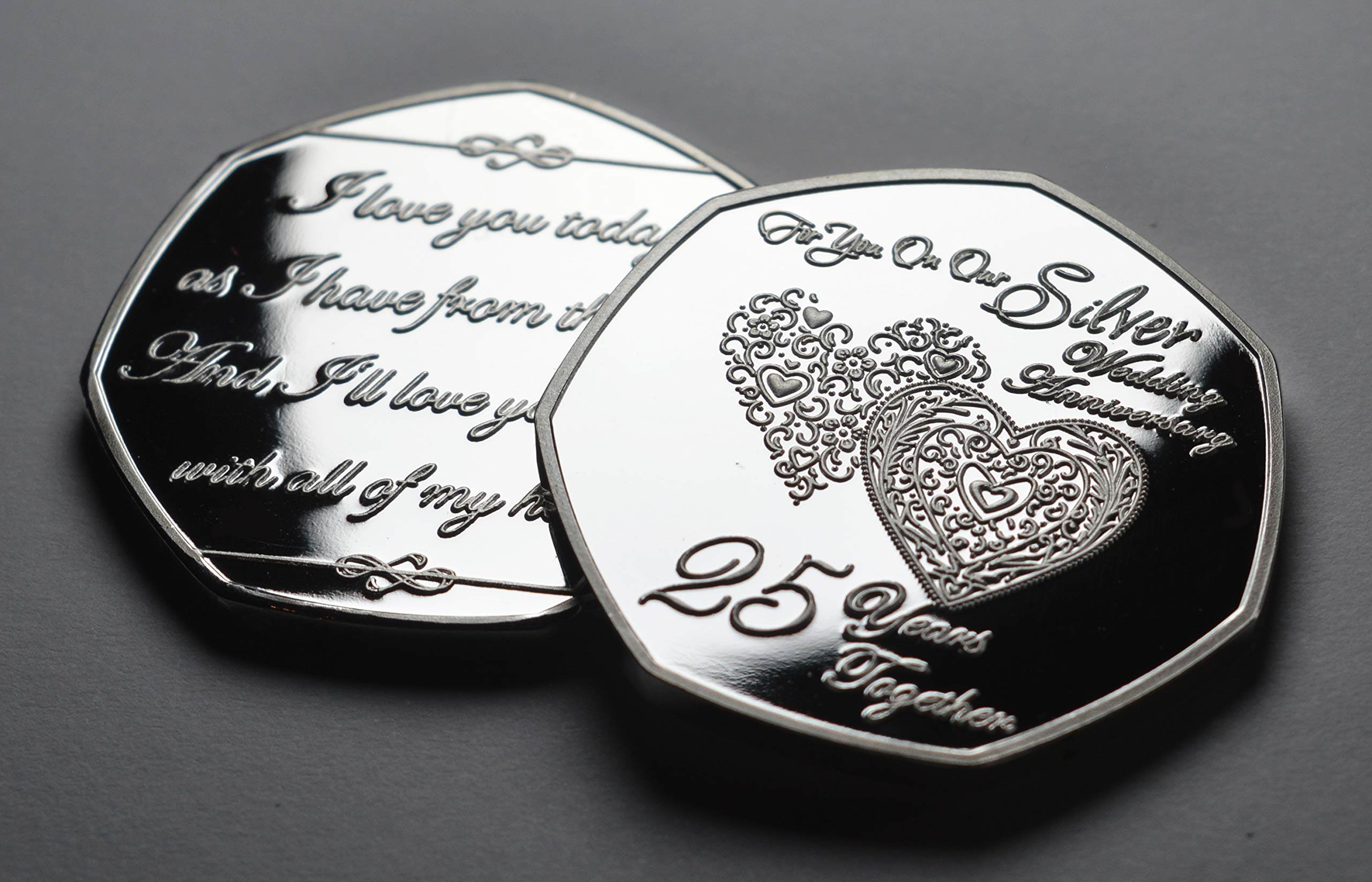 The Commemorative Coin Company Silver Wedding Anniversary 25th Year .999 Silver Proof Coin