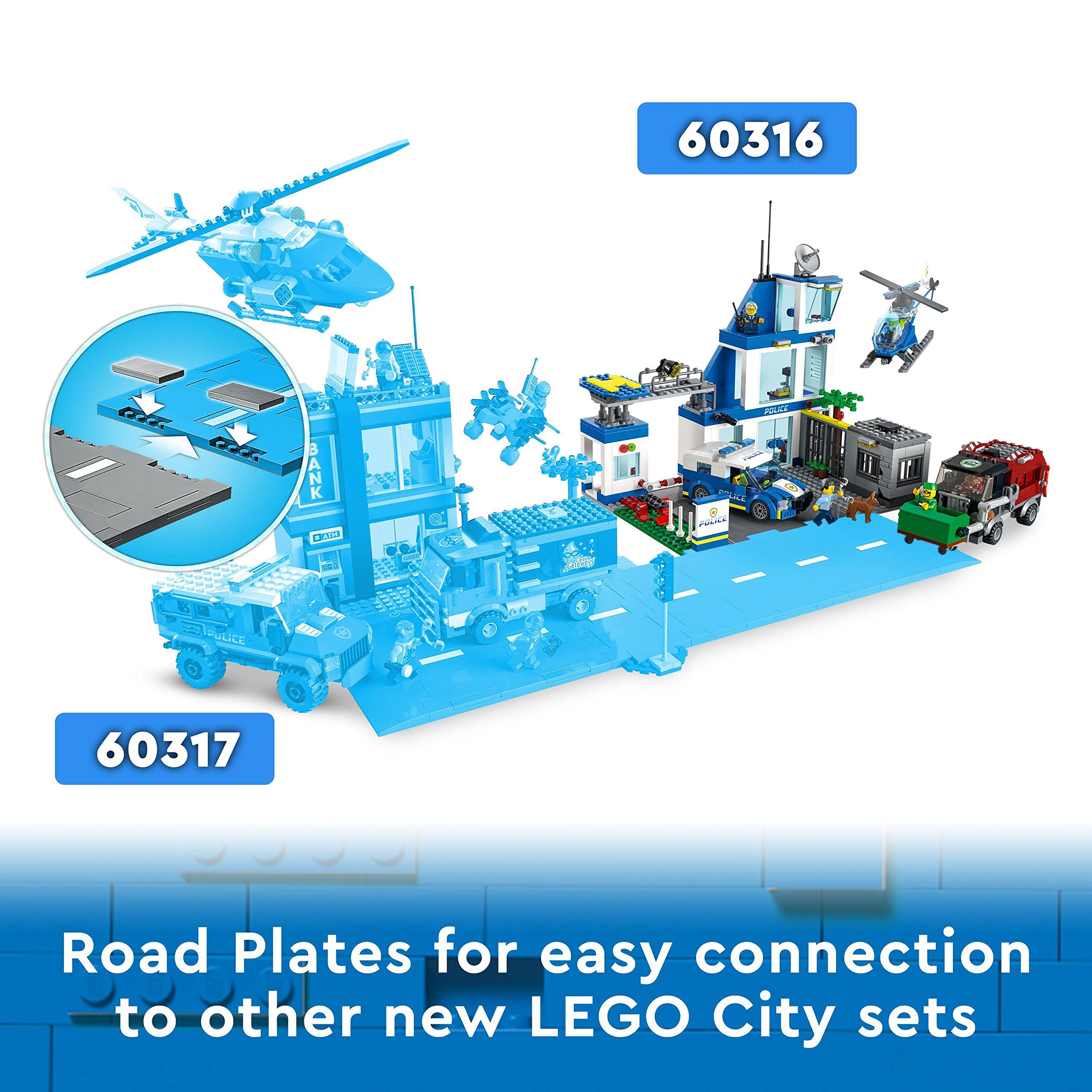 LEGO 60316 City Police Station Playset with Van, Helicopter & Garbage Truck - 668 Pieces 15