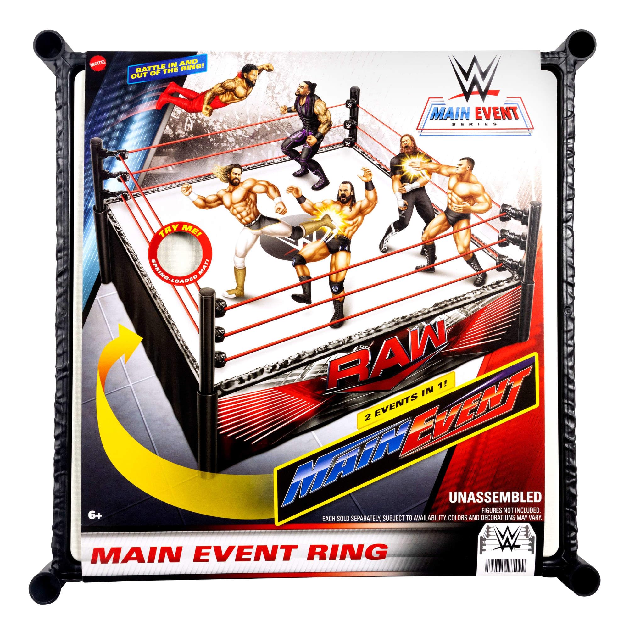 WWE Superstar Ring Playset - Spring-Loaded Mat, RAW & Main Event Labels, for Ages 6+ 4