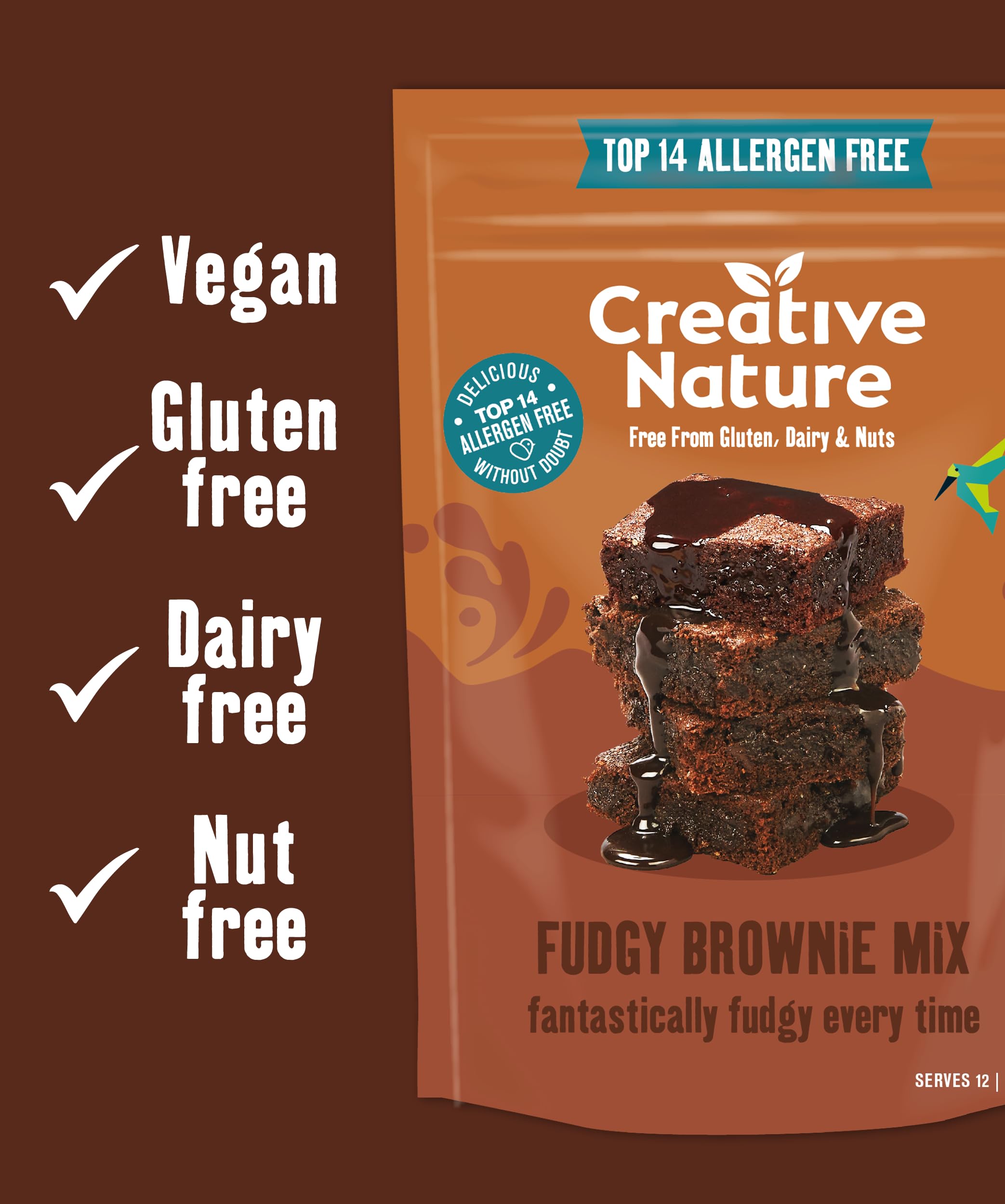 Creative Nature Chia & Cacao Brownie Mix - Gluten-Free, Allergen-Free Baking Mix 250g 3