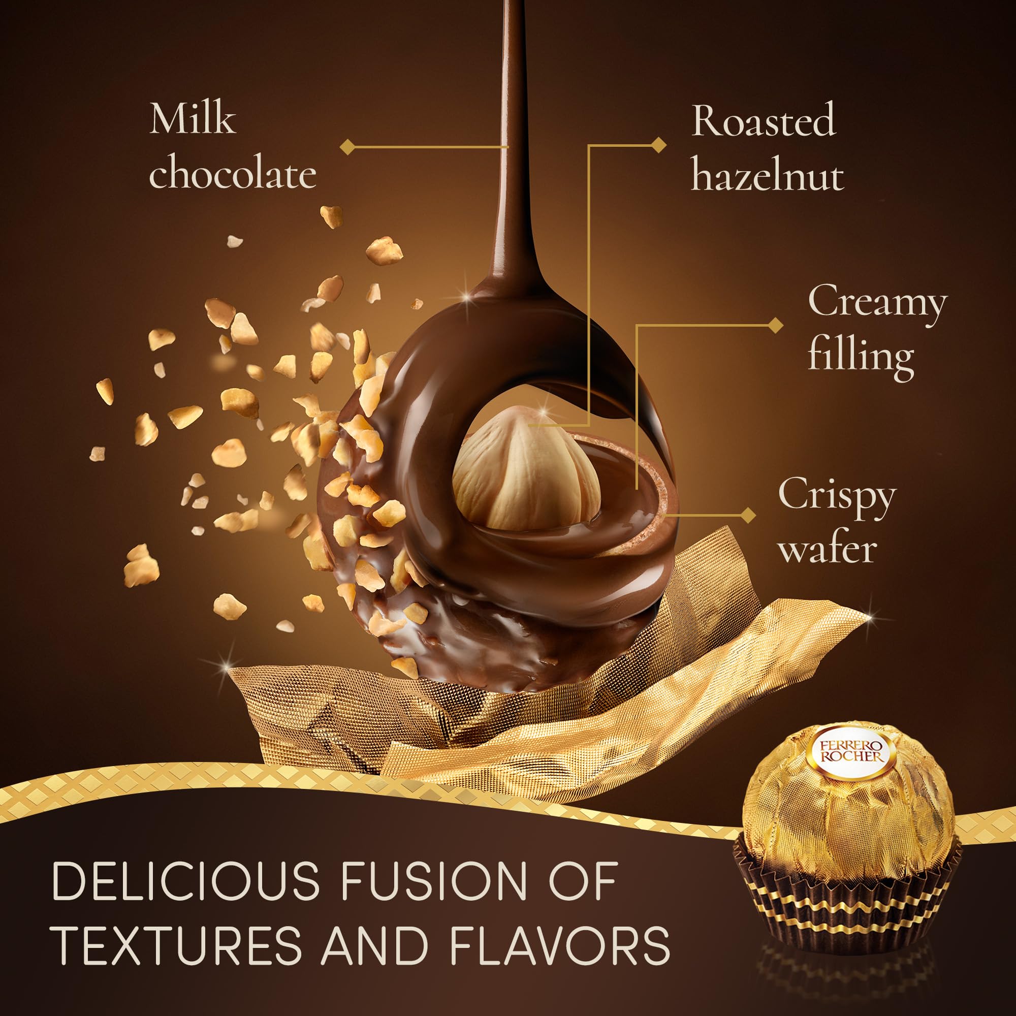 Ferrero Rocher Pralines Chocolate Candy Variety Pack - 48 Pieces, 600g Bulk Box